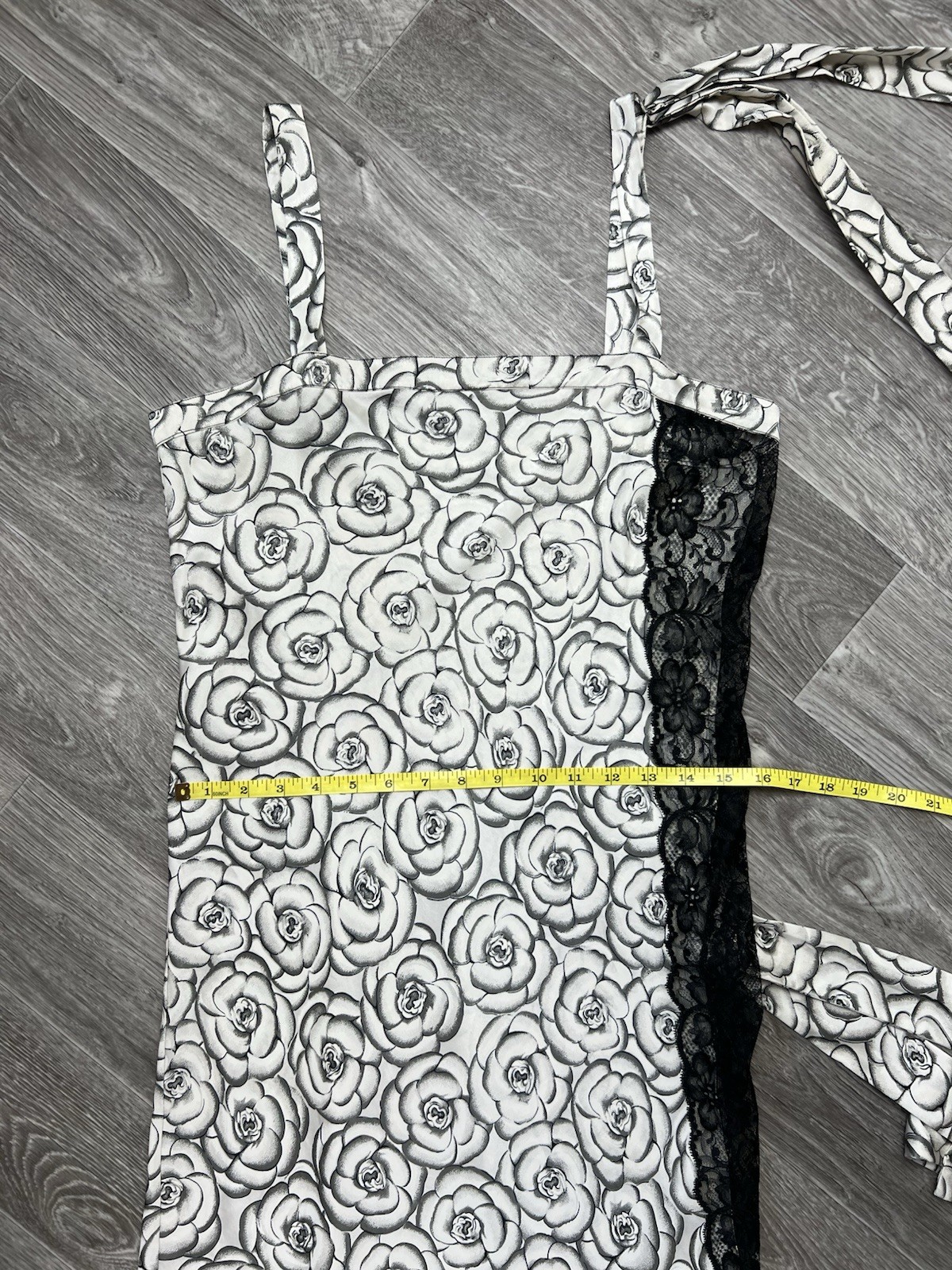 Vintage Gianni Versace Intimo Floral Rose Slip Dress Lace Black White Maxi S