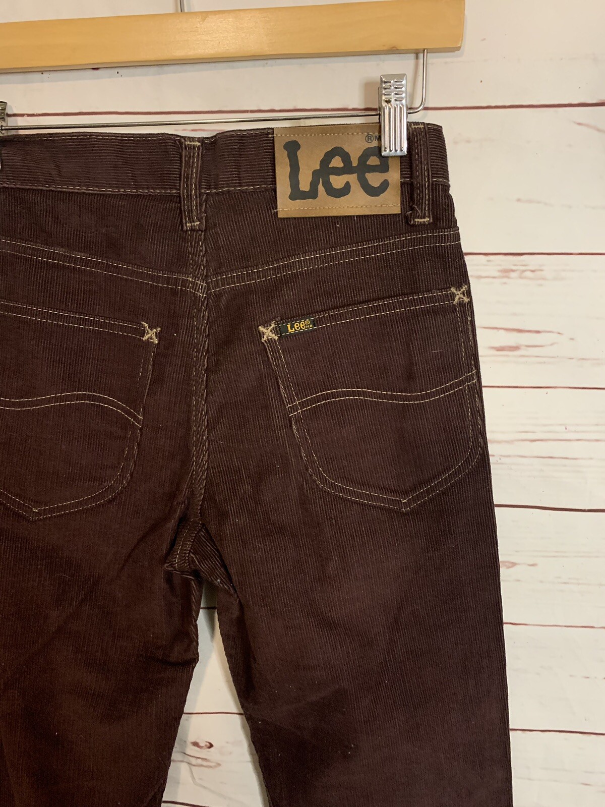 Vintage 60s 70s LEE Corduroy Jeans Brown Union-Made #42 Talon Zipper USA W-28″
