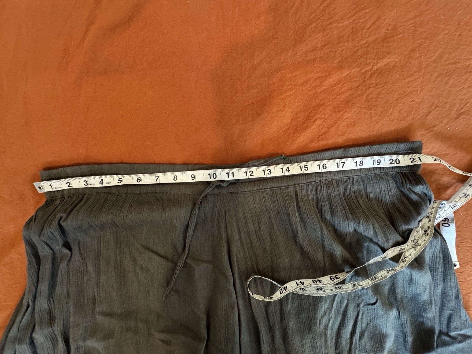 Sz L XL Vintage Olive Green Broom Stick Maxi Skirt Gauze Ruffled Full Peasant