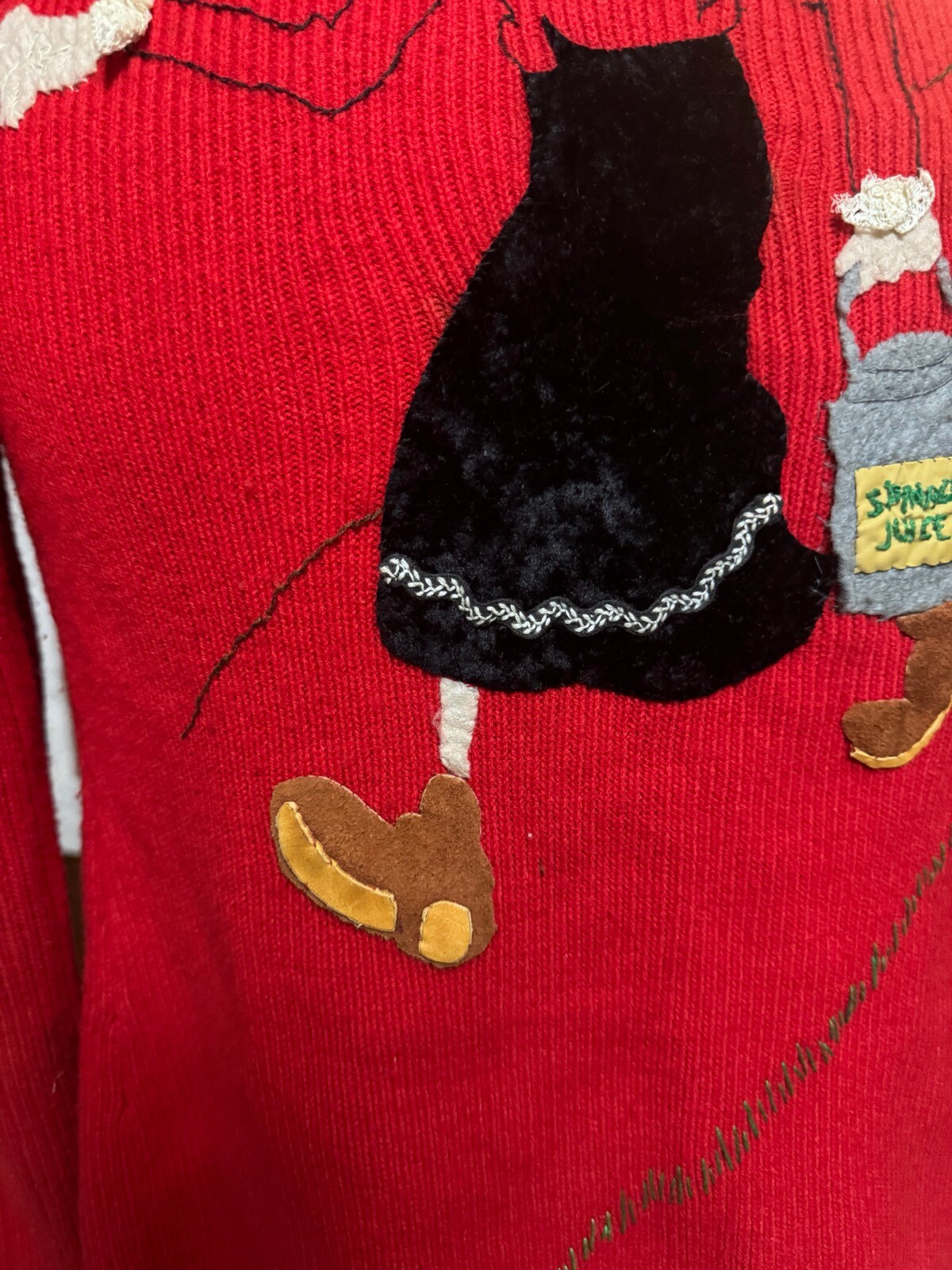 Vintage Olive Oyl Popeye Red Sweater Small – Spinach Juice Homemade Sewn