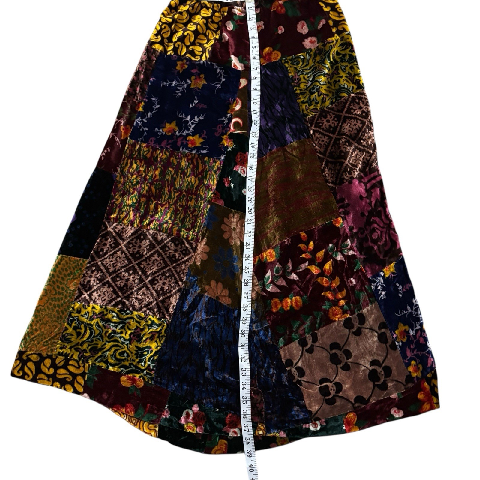 John Meyer of Norwich RARE Vintage 70’s Velvet Patchwork maxi skirt size 12