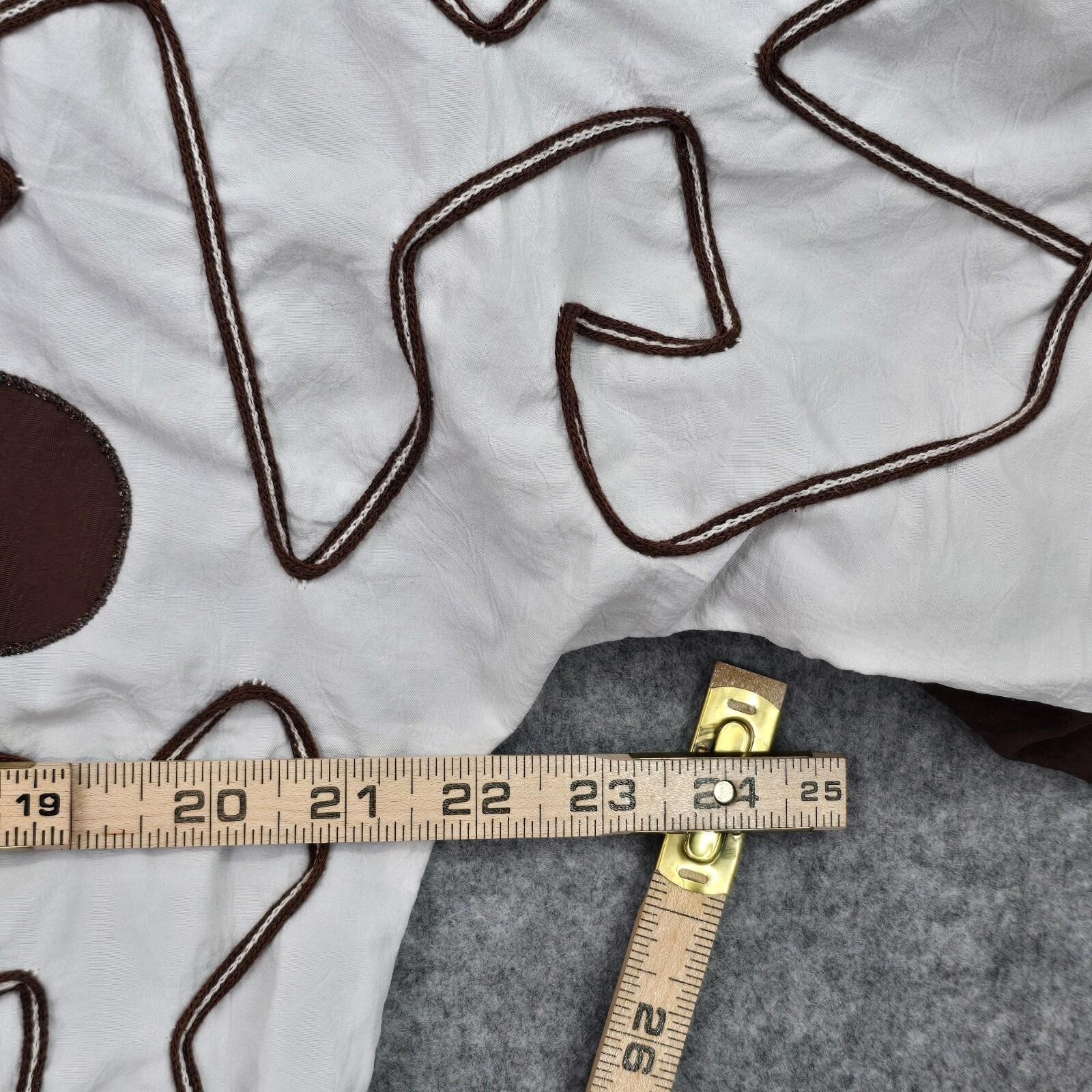 VTG Regal Women Brown White Abstract Geometric Smocked Blouse Small Made in USA