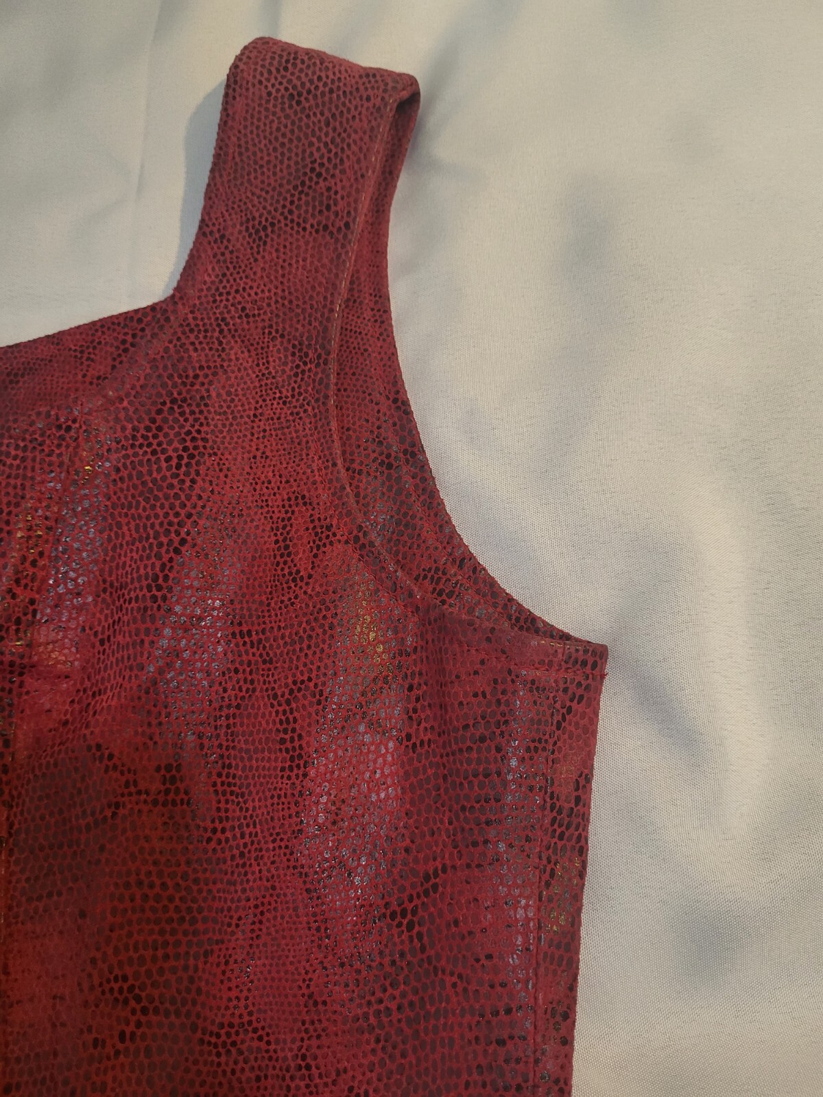 VIntage 80s Red Leather & Satin Snakeskin Dress By A.M.I Womens L