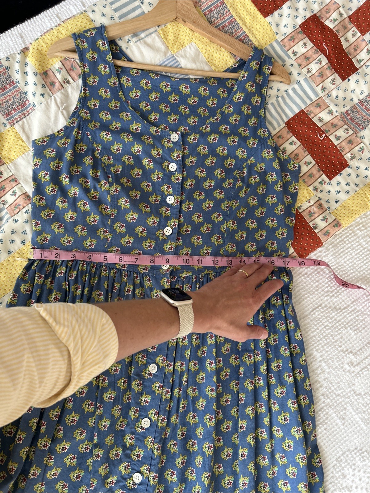 Laura Ashley Cottagecore Blue Floral Maxi Dress Vintage Sz 8 / M / UK 12
