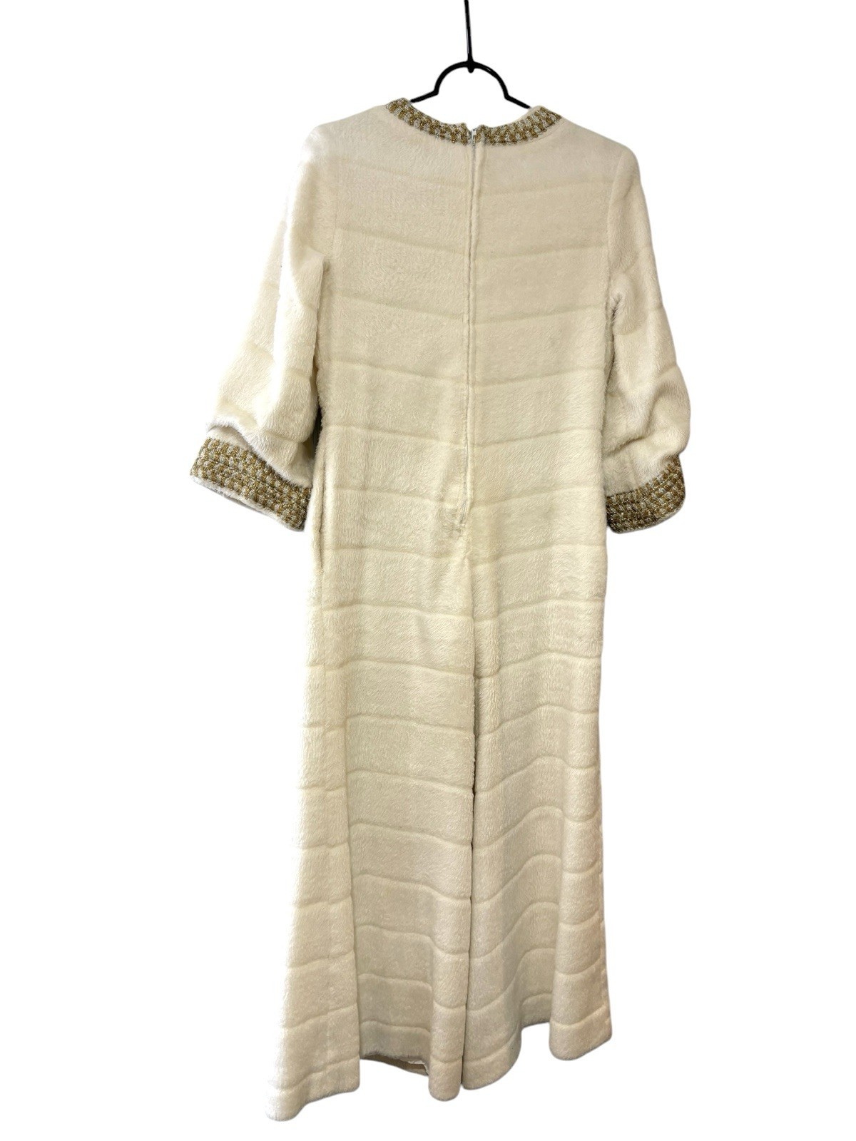 1960s vintage white faux fur and gold/ silver jumpsuit MOD GO-GO/ New Years Eve