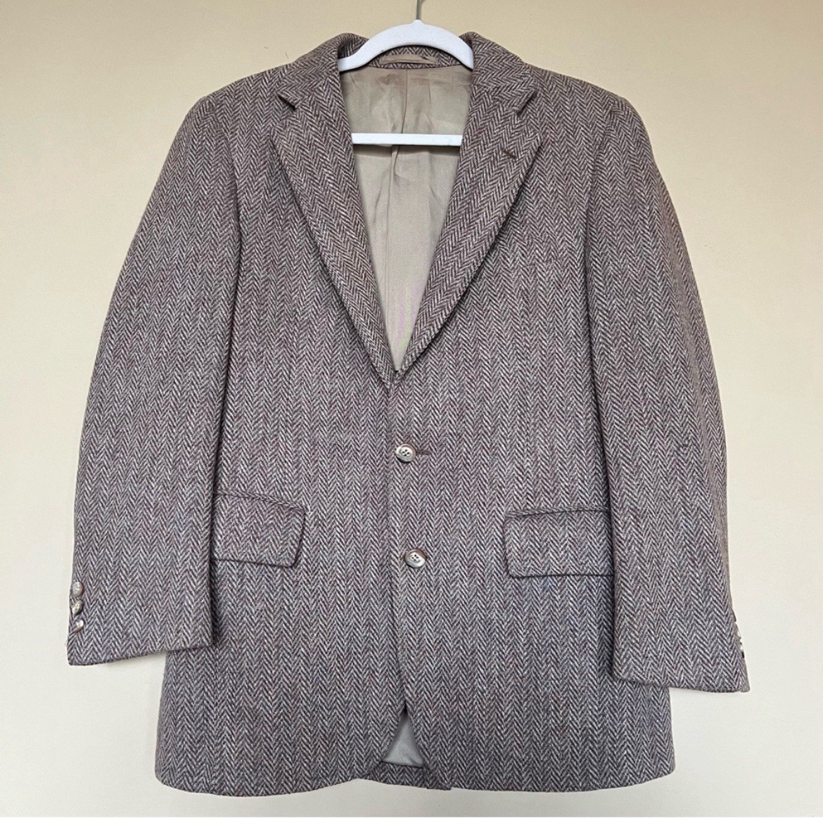 Vintage Harris Tweed Hand Woven Scottish 100% Wool Oversized Boyfriend Blazer