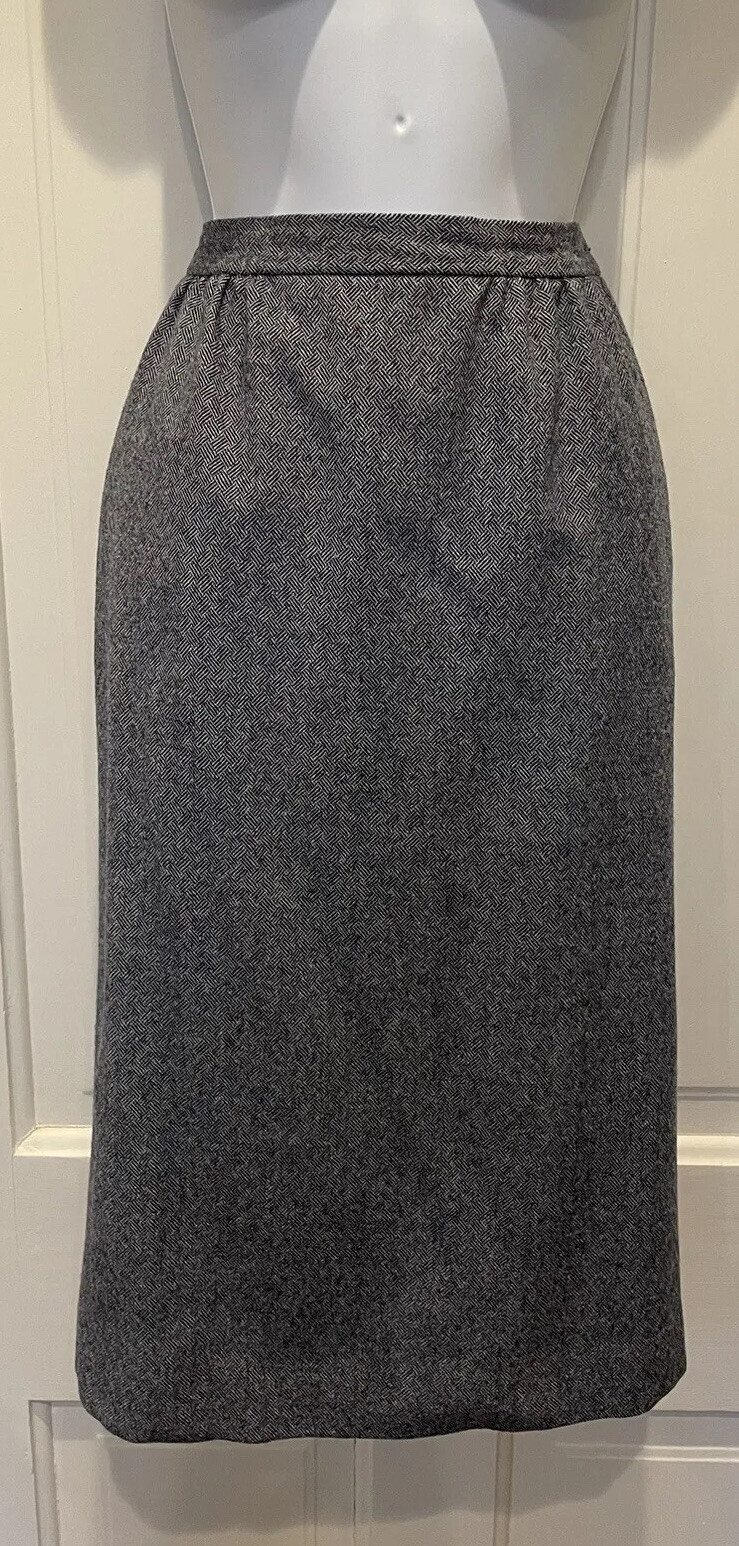 Vtg 80s Pendleton Virgin Wool Straight Pencil Skirt Navy Academia Geek 30-31” W