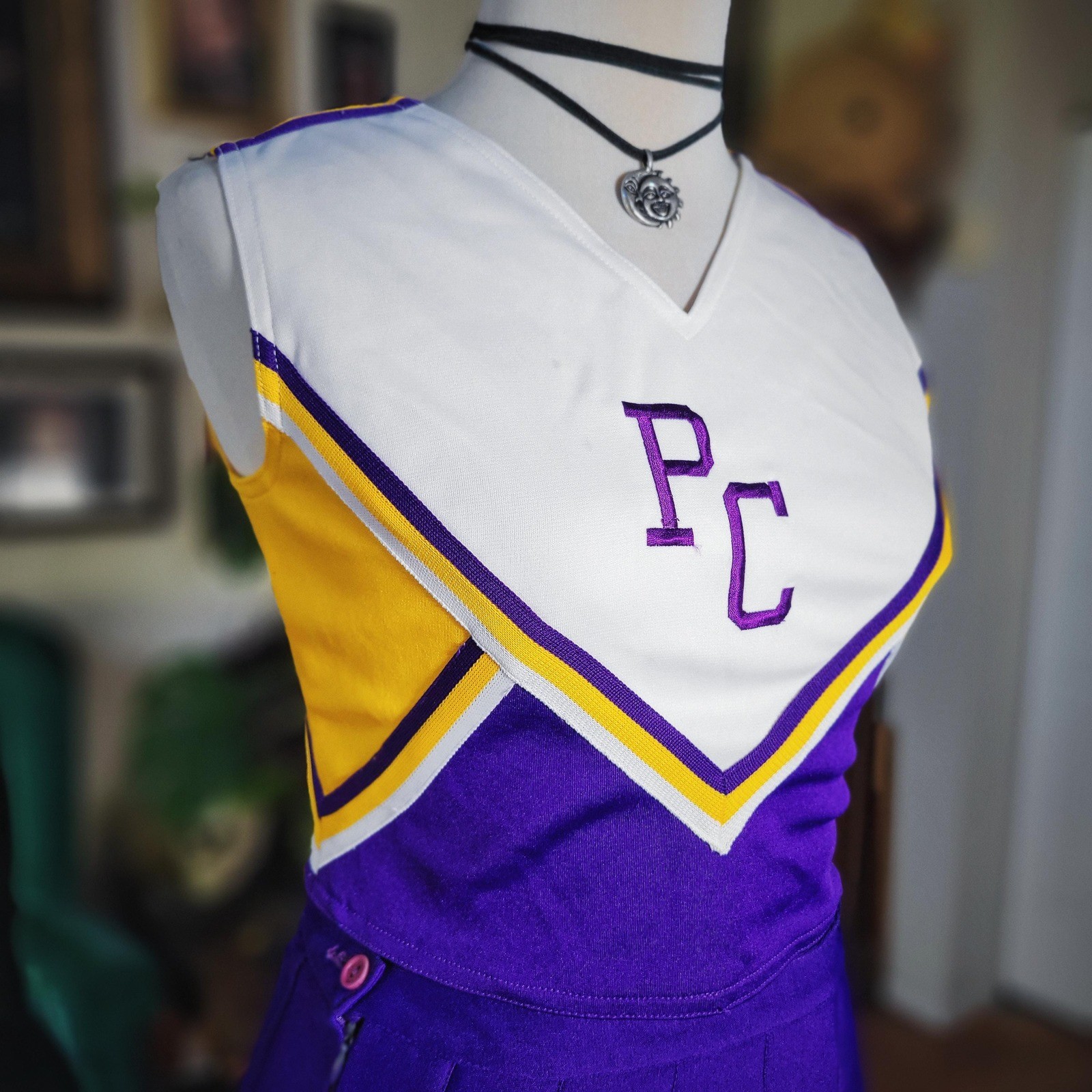 Elite Cheerleader Skirt Set PC School Vintage 1990s Purple Gold Cheer Uniform XS