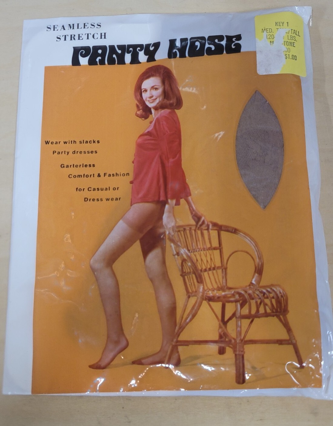 Vintage 60’s SS Kresge Seamless Stretch Pantyhose Size Med/Tall
