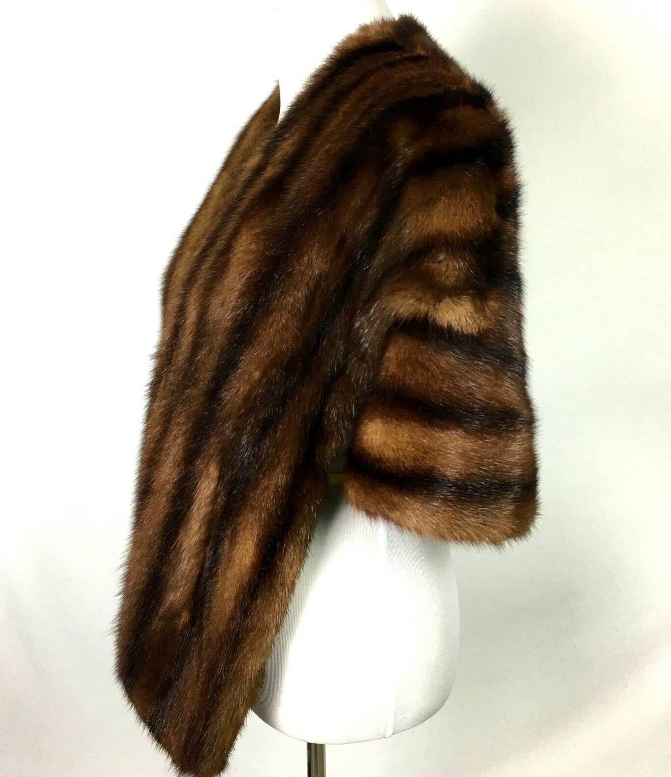 Vintage Mink Fur Stole Shoulder Wrap Womens Small to Medium Brown Mid Century