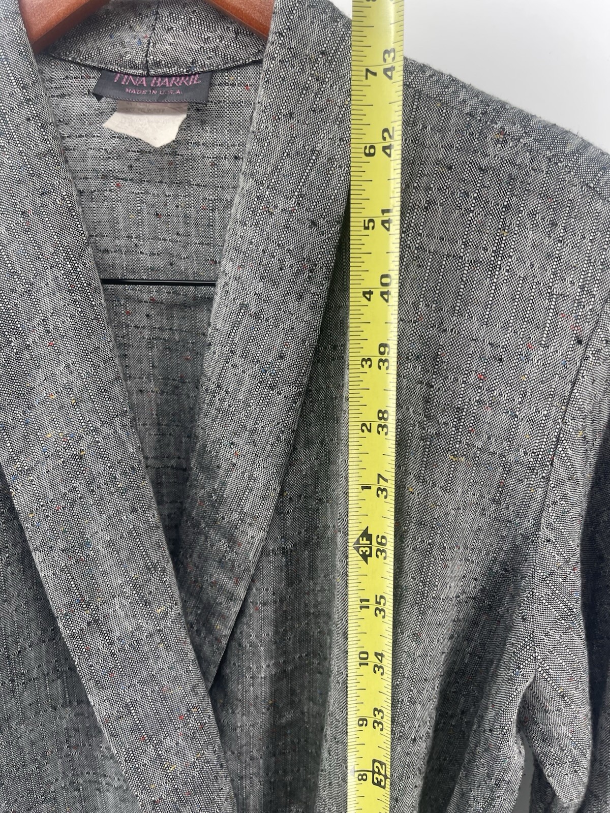 Vtg Tina Barrie Belted Dress Women Size 14 Gray Midi USA Secretary Style