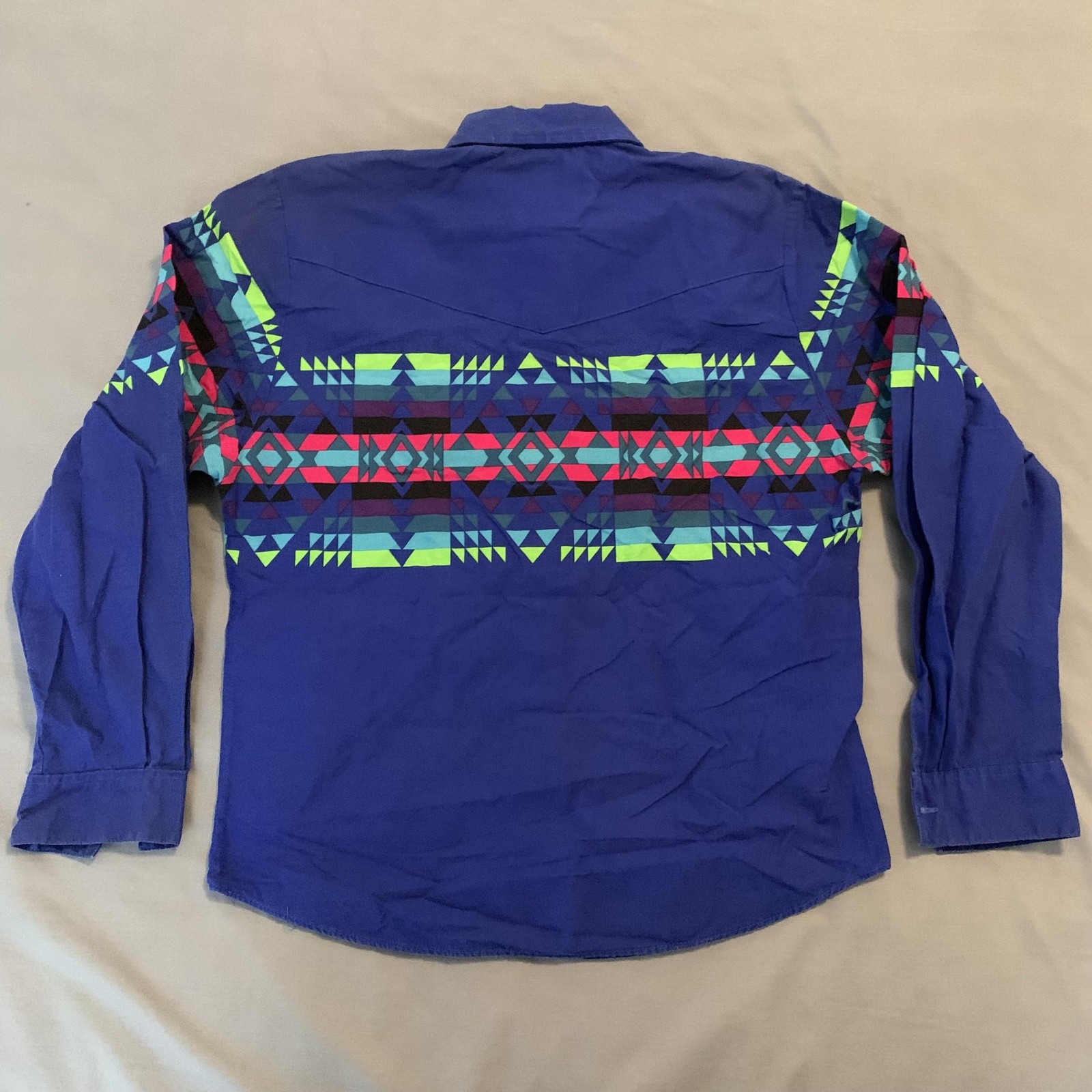 Vintage Roper Shirt Woman’s Small Blue Aztec Western Button Down Made USA 90s