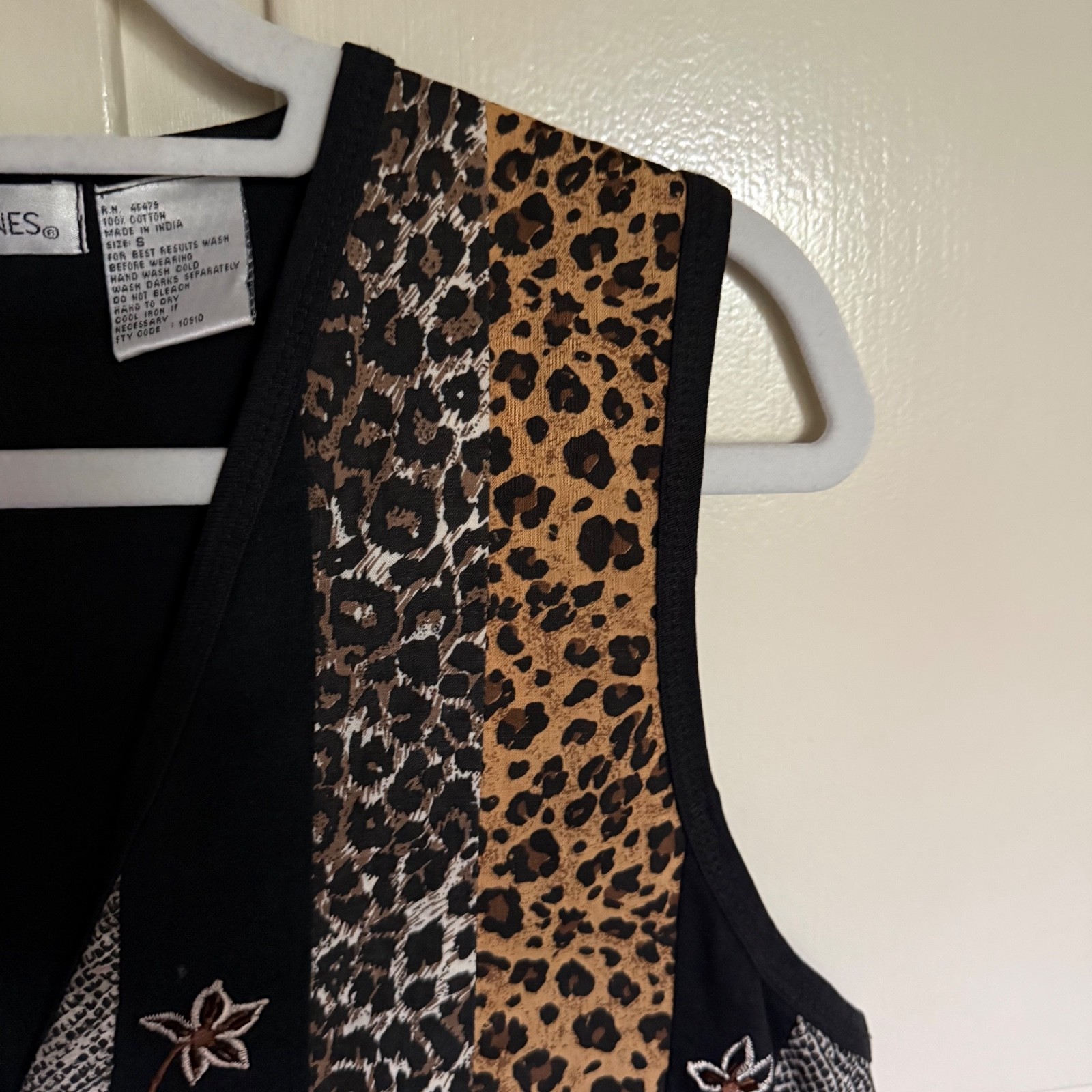 Vintage Victoria Jones Mixed Animal Print Leopard Snake Embroidered Vest Size S
