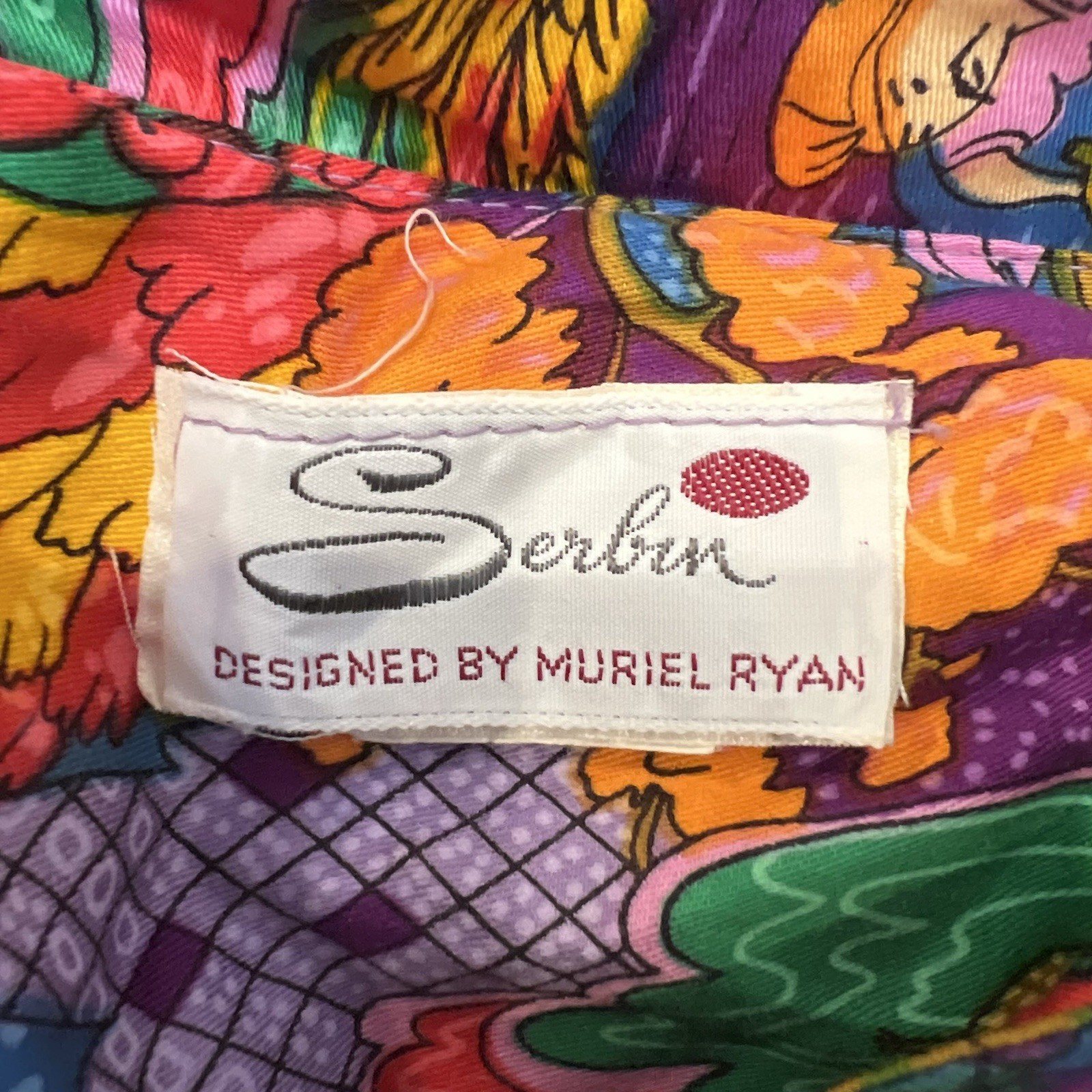 Vintage 60s/70s Serbin by Muriel Ryan Maxi Dress XS-S High Neck Vibrant Pastoral