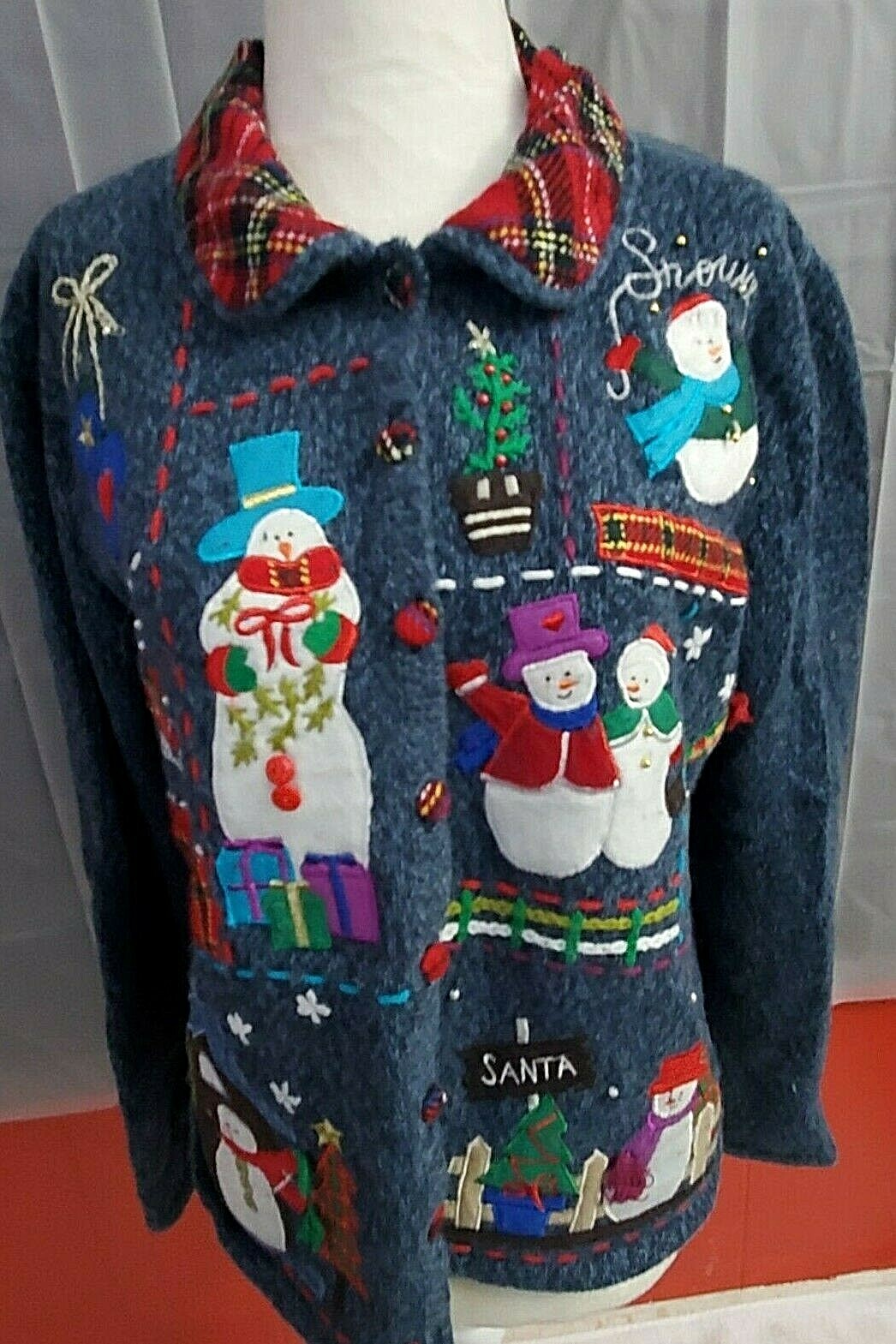 VTG Designer Original Studios Segue Joy Embroidered Christmas Sweater