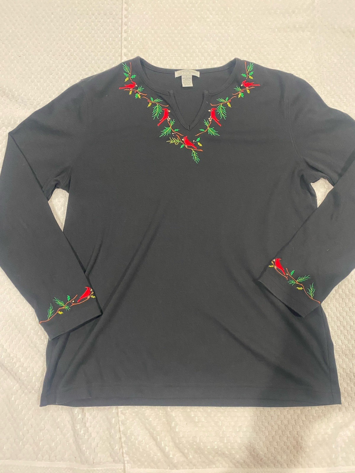 Mercer Street Studio Black Red & Green Embroidery Size L Preowned Excellent