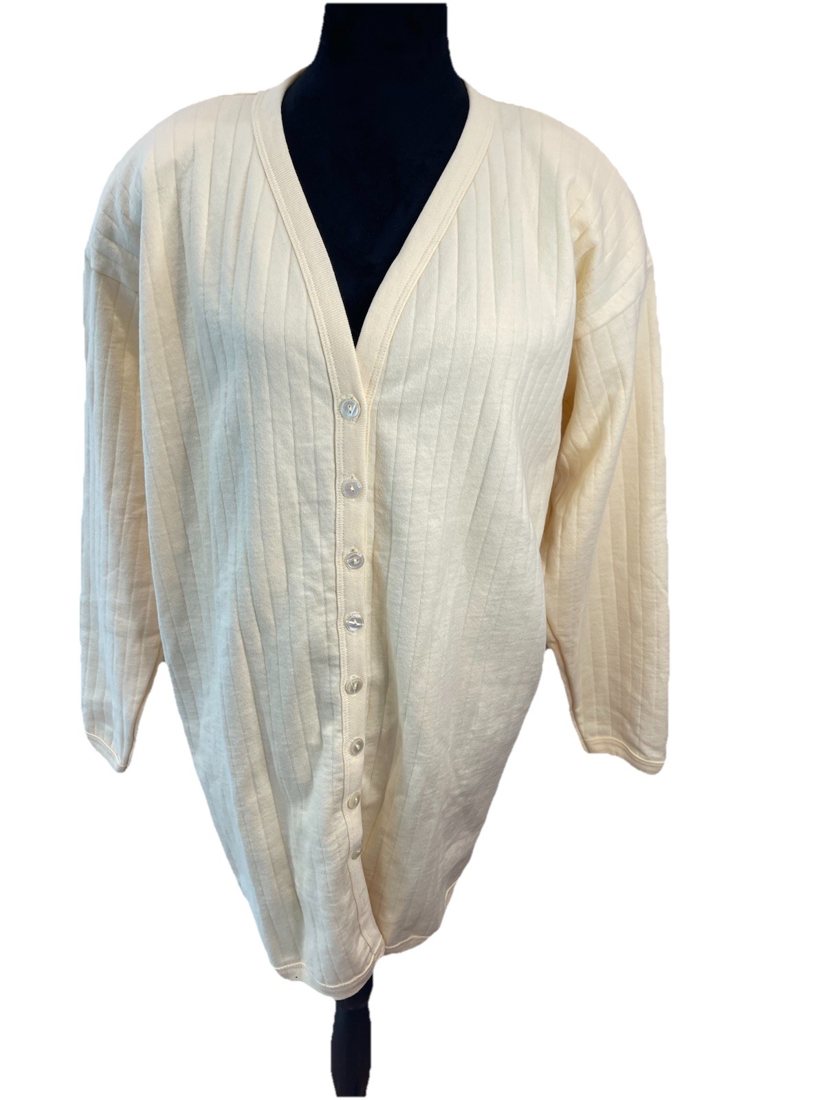 Nordstrom Vintage 1990s All Cotton Ladies Quilted Soft Yellow V-Neck Sweater Med