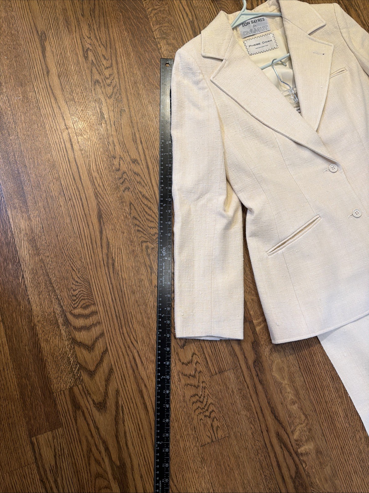 VTG Don Sayres 100% Silk High-Waisted Wide-Leg Tailored Pant Suit Sz 12 Tall