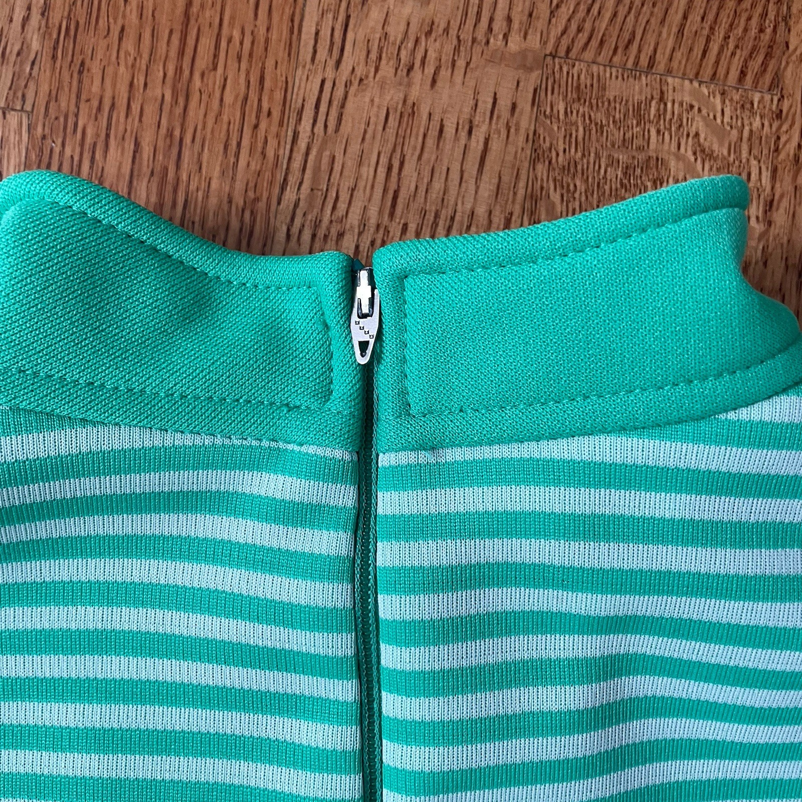 Vintage 70s Marty Gutmacher Knit Pantsuit Green White Lounge Disco Retro M?