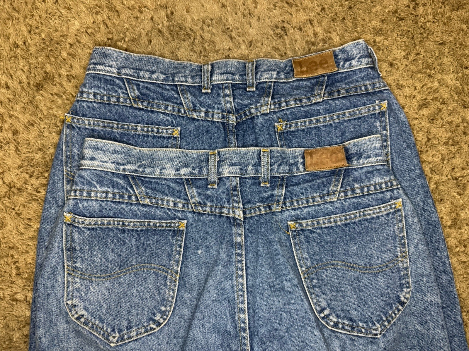 VINTAGE LEE Official Mom Jeans Light Acid Wash Pleated Lot Of 2 Sz 16M 32×29