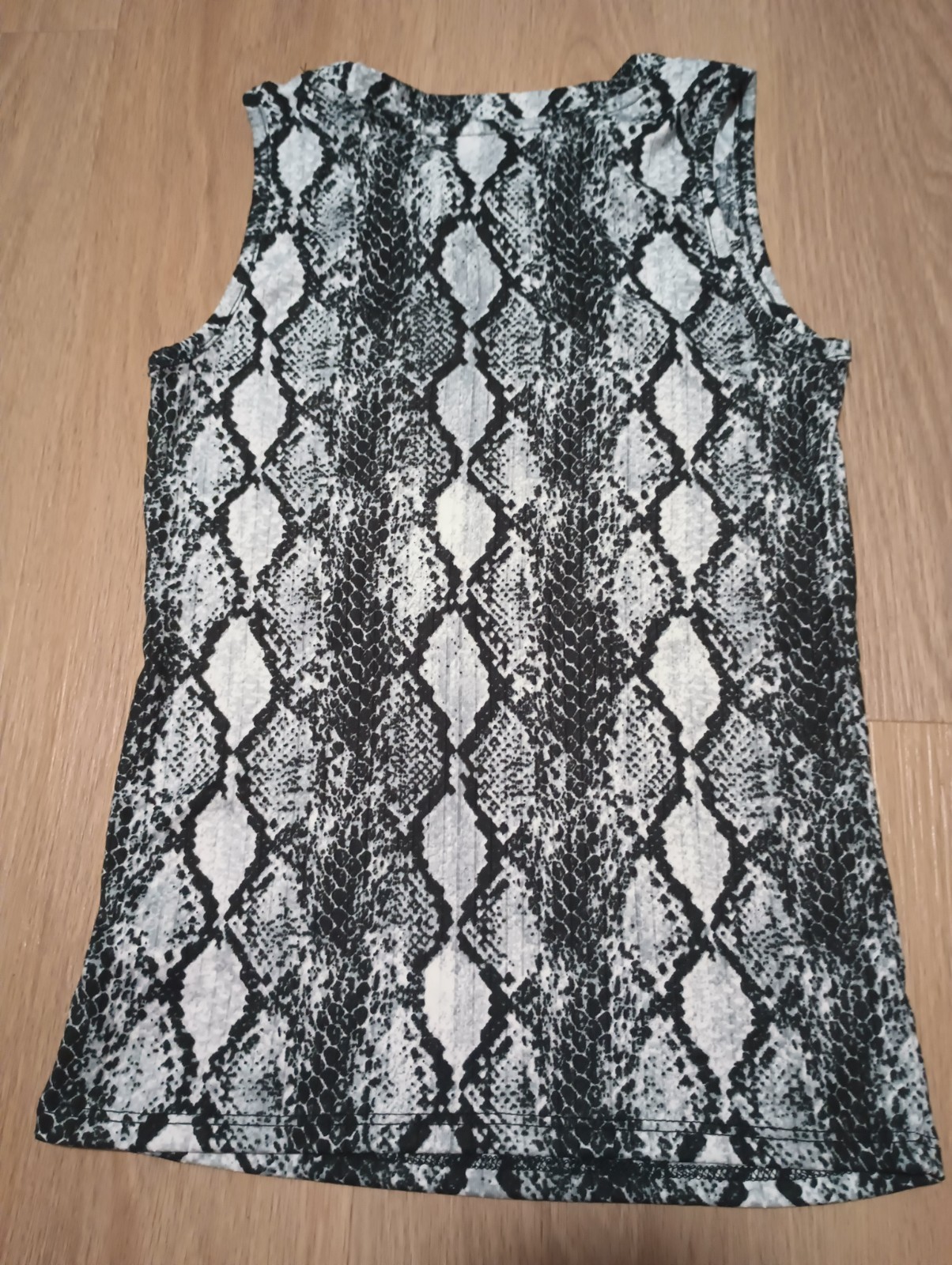 Vtg 90s Stretch Python Snake Animal Print Cutout Open Front Tank Top XS