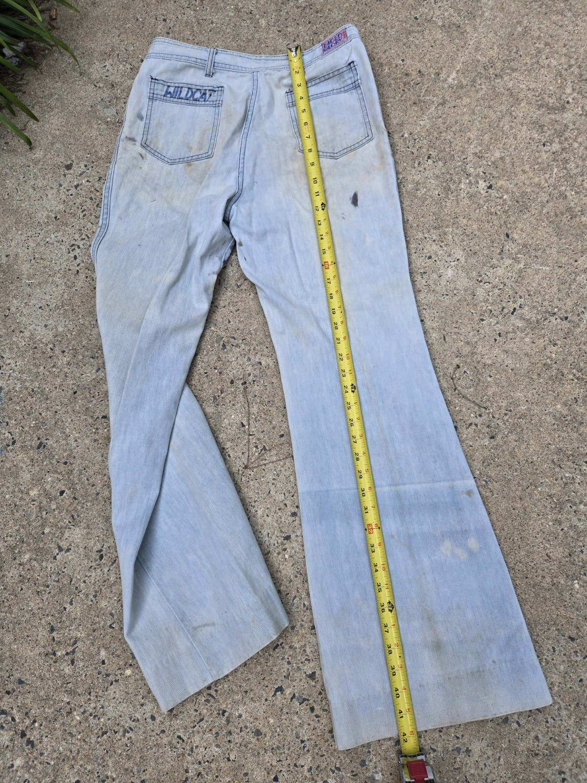 Vintage 1970s Faded Glory Bell Bottom Jeans Women’s Distressed Wildcat Denim