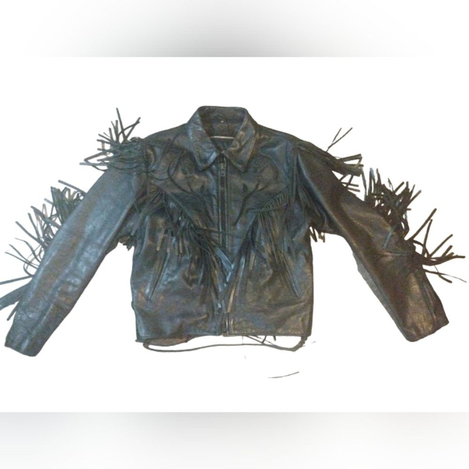 Vintage Wilson’s Thinsulate Women’s Leather Fringe Rose Design Biker Jacket