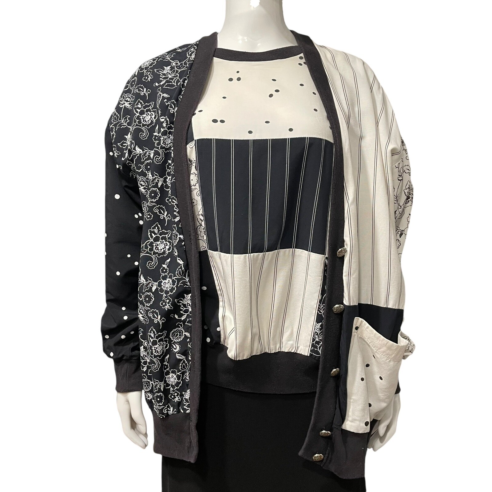 Vtg 1980s Nina St Claire Women’s M Pullover Top Shirt Button Jacket Cardigan