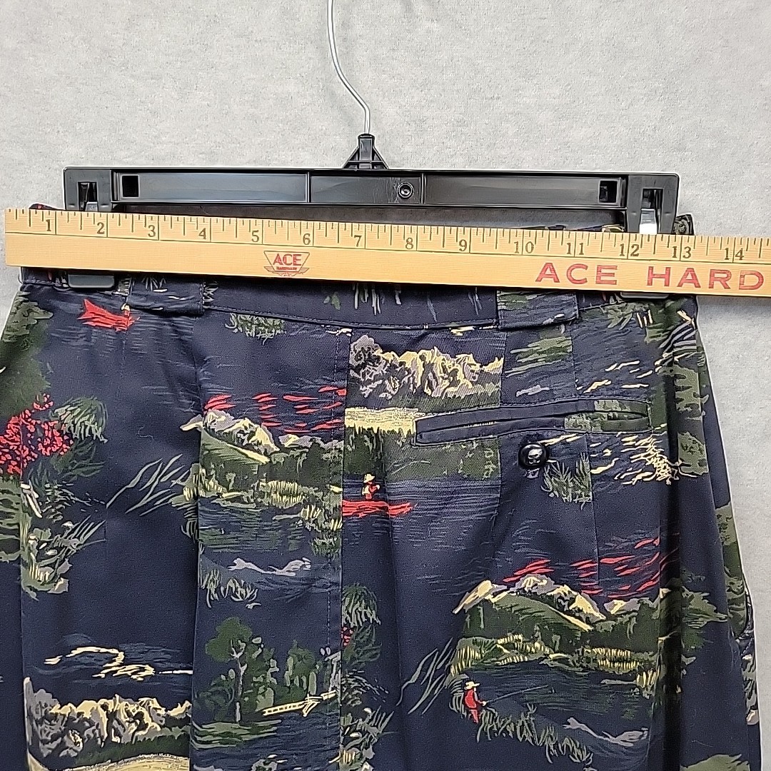 VTG 90s BUSHWACKER USA Maxi Skirt Navy Fishing Mountains Cottagecore Waist 24″