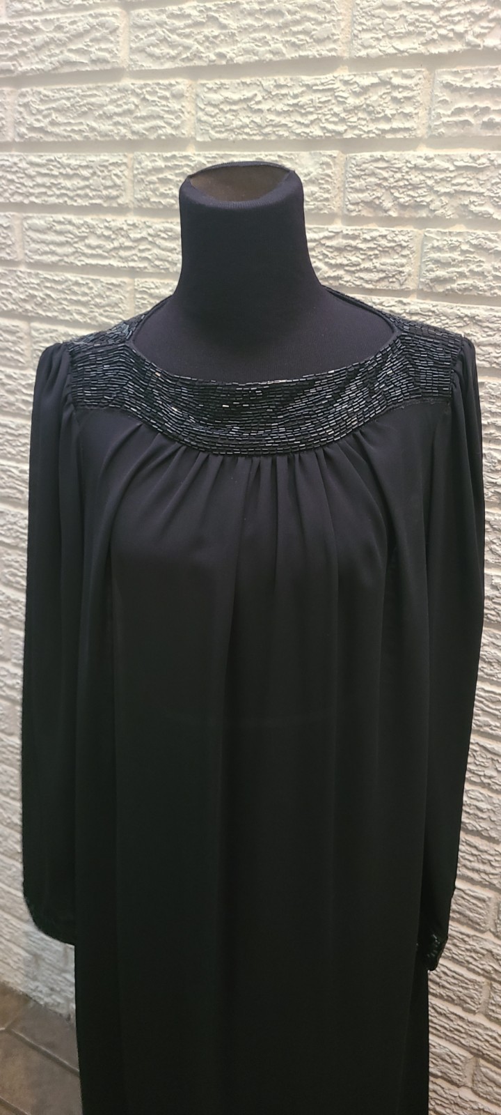 Chez California Vintage Black Lace Sequin Formal Jacket & Dress Set sz 24/54