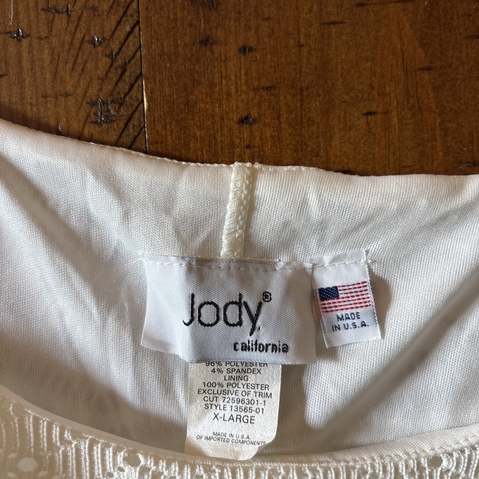 vintage jody california dress white Crochet Dress Fringe Bottom XL Made USA 1970