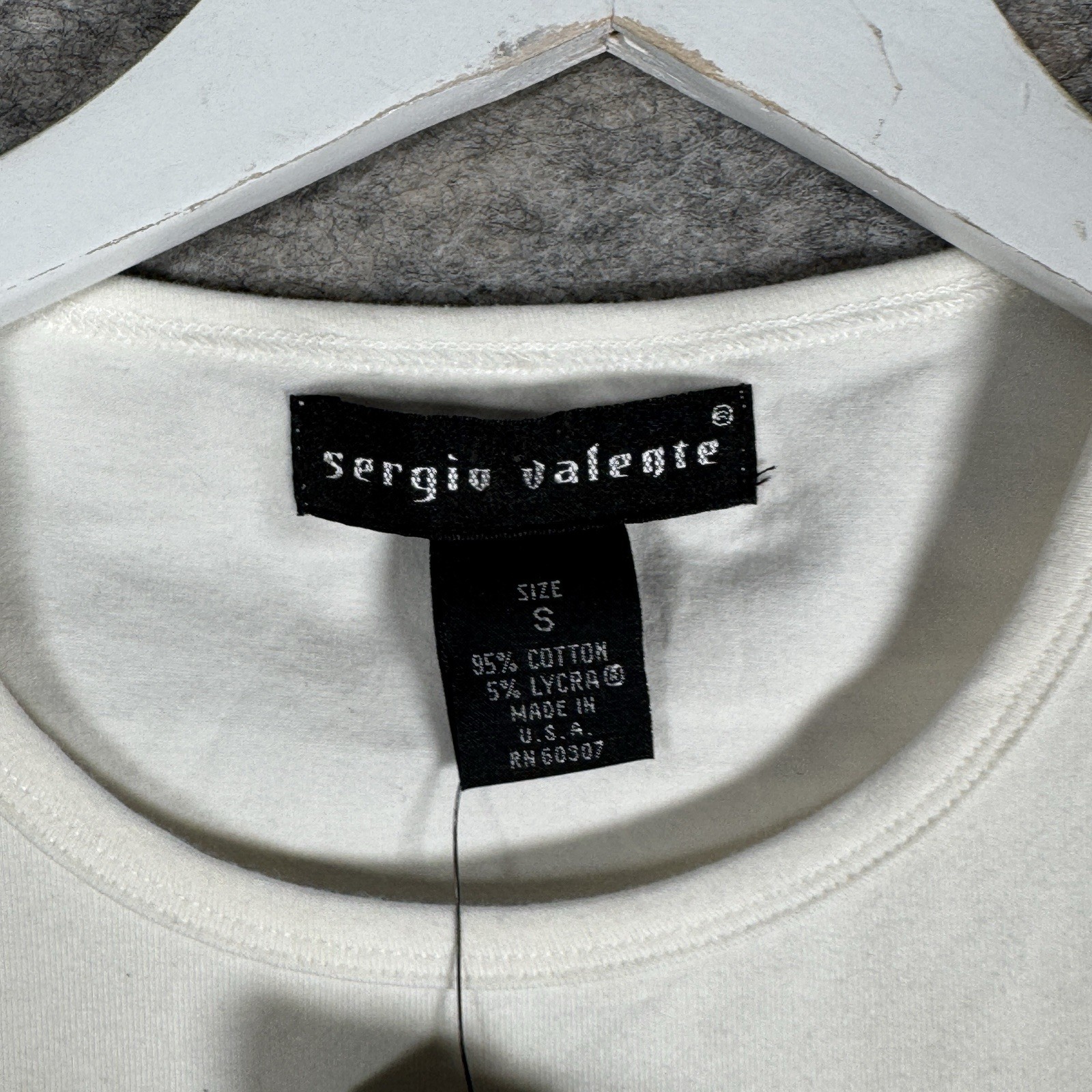 Vintage Womens Y2K NWT Sergio Valente White Short Sleeve Bedazzled Top Sz S