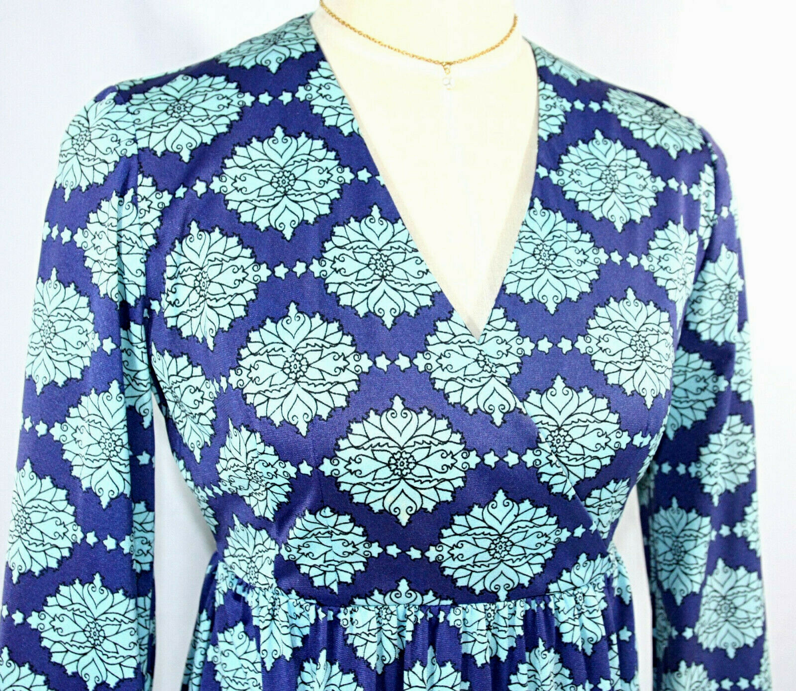 Vintage Wilroy Traveller Hippie Boho Moraccan Empire Maxi Dress Gown S M 1970s