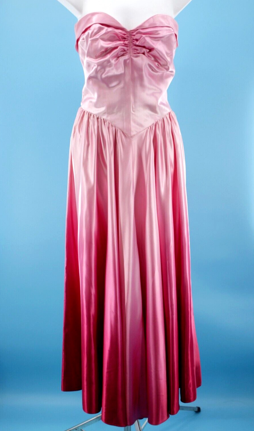 Vtg Women’s 40s Pink Ombre Formal Gown XS/S 1940s Satin Maxi Dress Prom