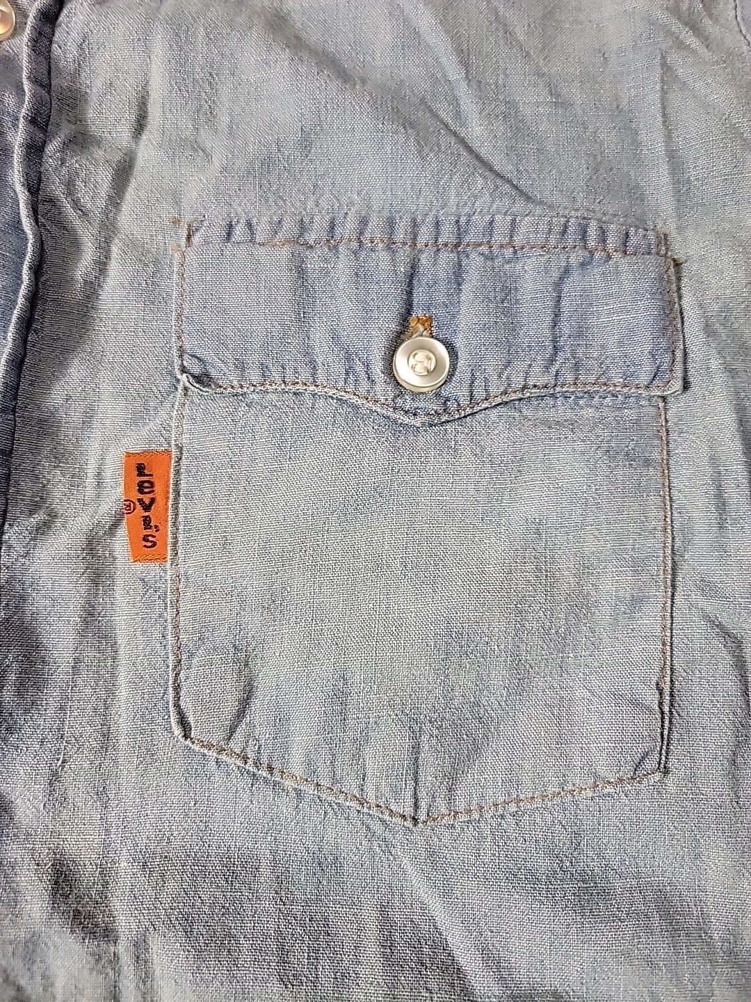 Vintage Levis Chambray Orange Tab USA Tag Blue Women 13/14