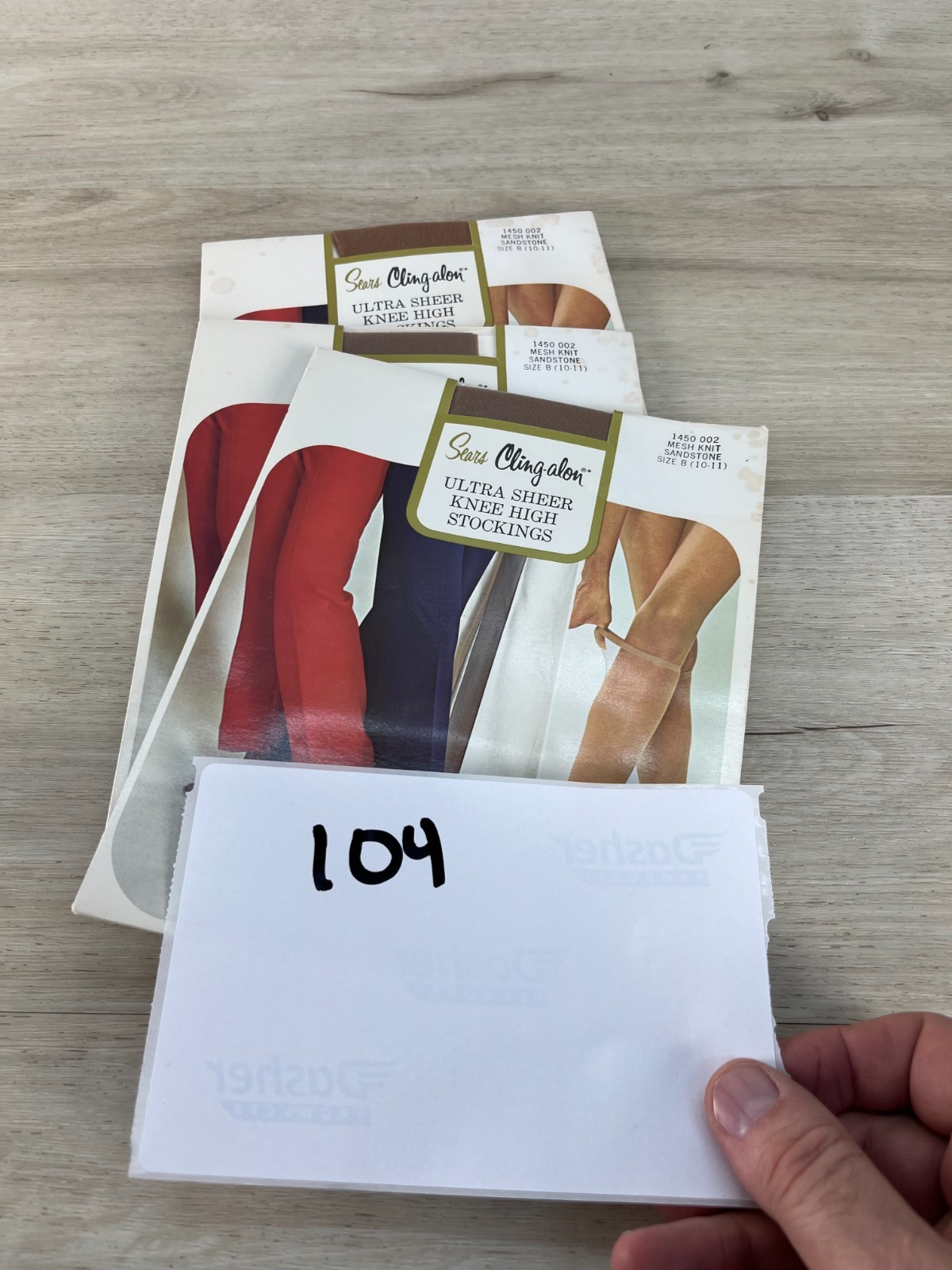 Sears Cling Alon Ultra Sheer Knee High Stockings Size B 10-11 Sandstone 3 Pairs