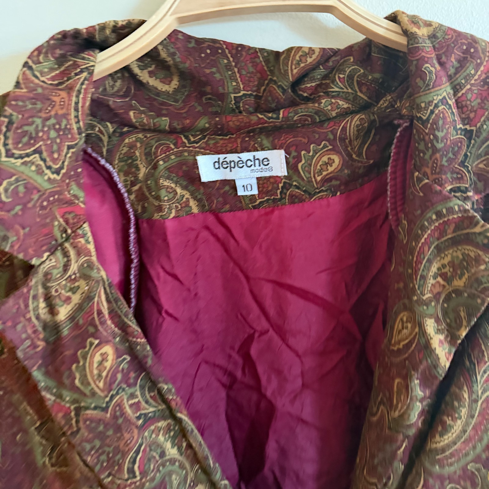 Depeche Mode Dress Approx Size 10 Drop Waist Red Paisley Gold Lagen 1990s Career