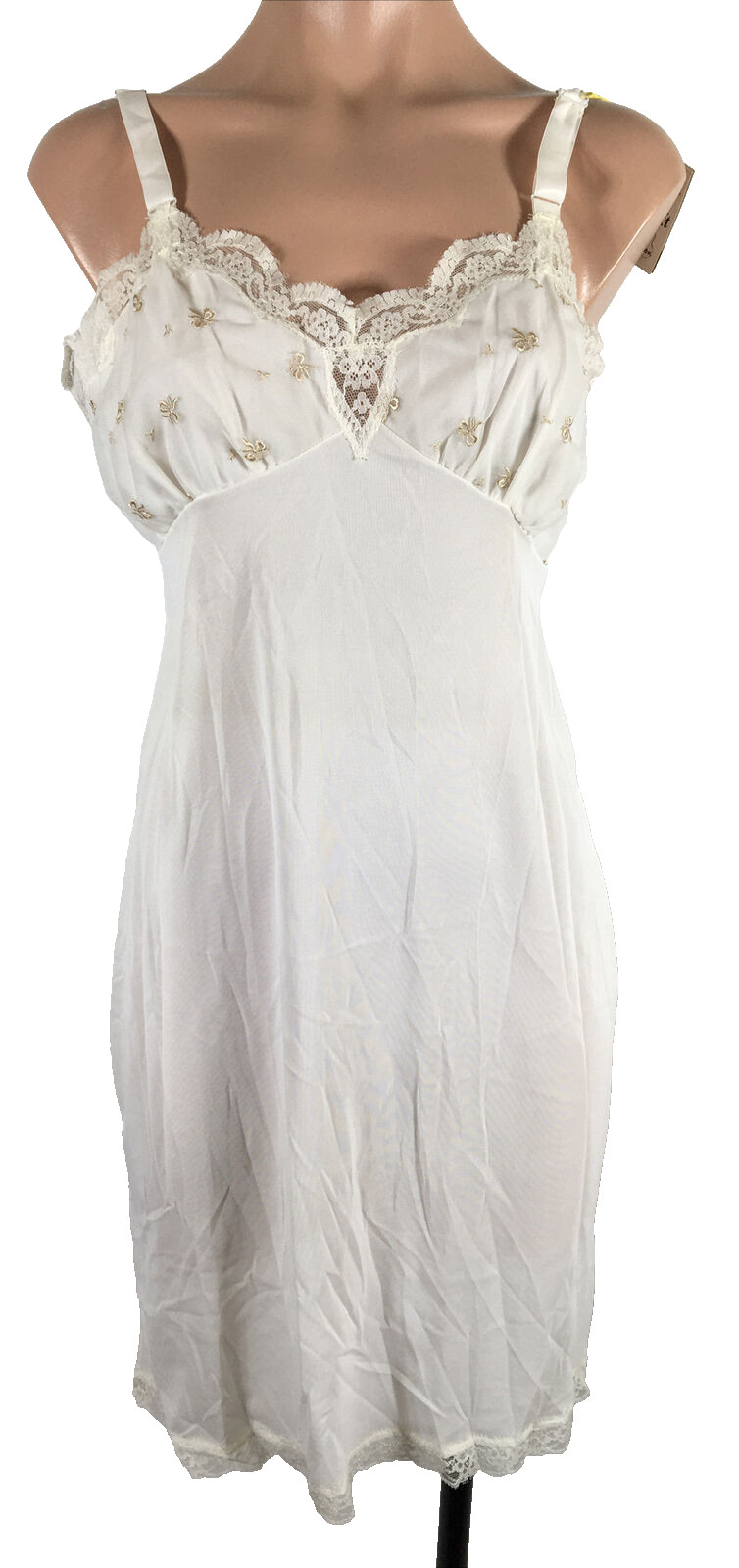 Aristocraft Vintage Full Length Slip Ivory Off White Embroidered Bows NEW NWT