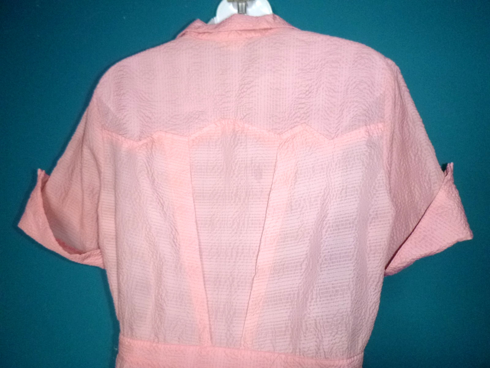 Vtg 40s 50s Robbin Dale Pink Textured Waitress Uniform Dress VOLUP Sz XL/XXL