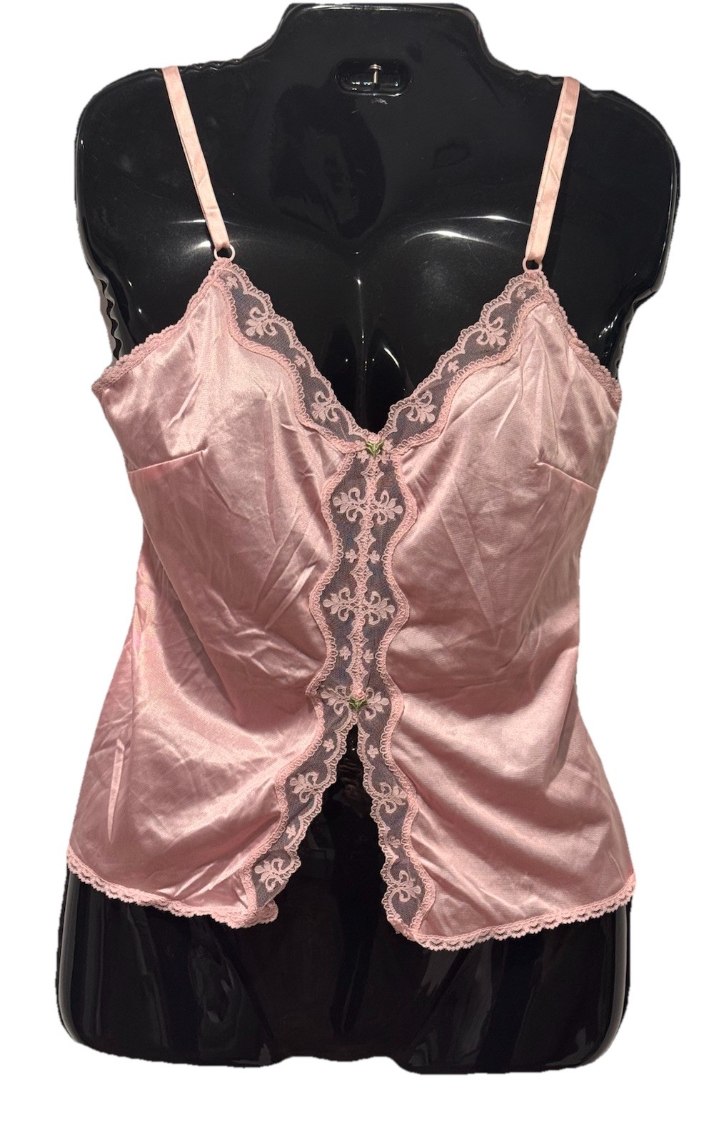 VTG MAIDENFORM Camisole Tank Top Slip Pink Satin Lace Bodice ILGWU SZ 32 Tag New
