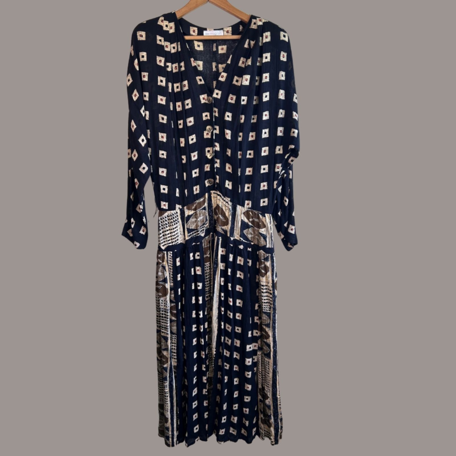 Vintage 80s Lew Magram Button Front Maxi Dress