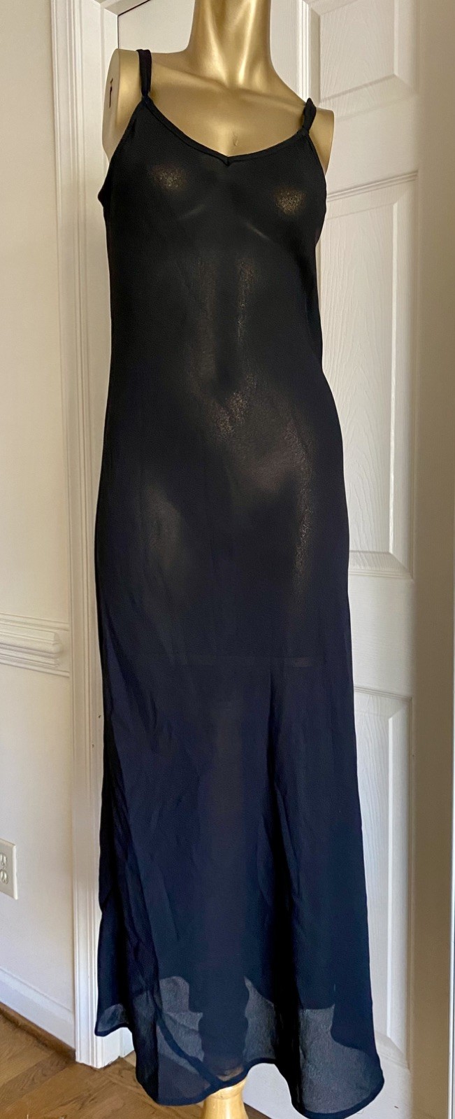 Vtg 90s Y2K Minimalist Express Sheer Long Slip Dress Naked Whimsigoth Size 1/2