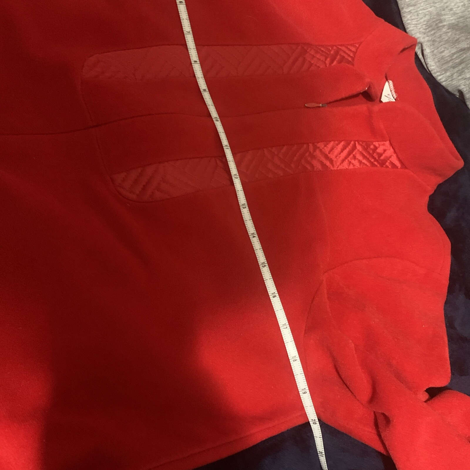 Vintage Vanity Fair Velour Zip House Coat / Robe Size Lg Red Quilted Detail