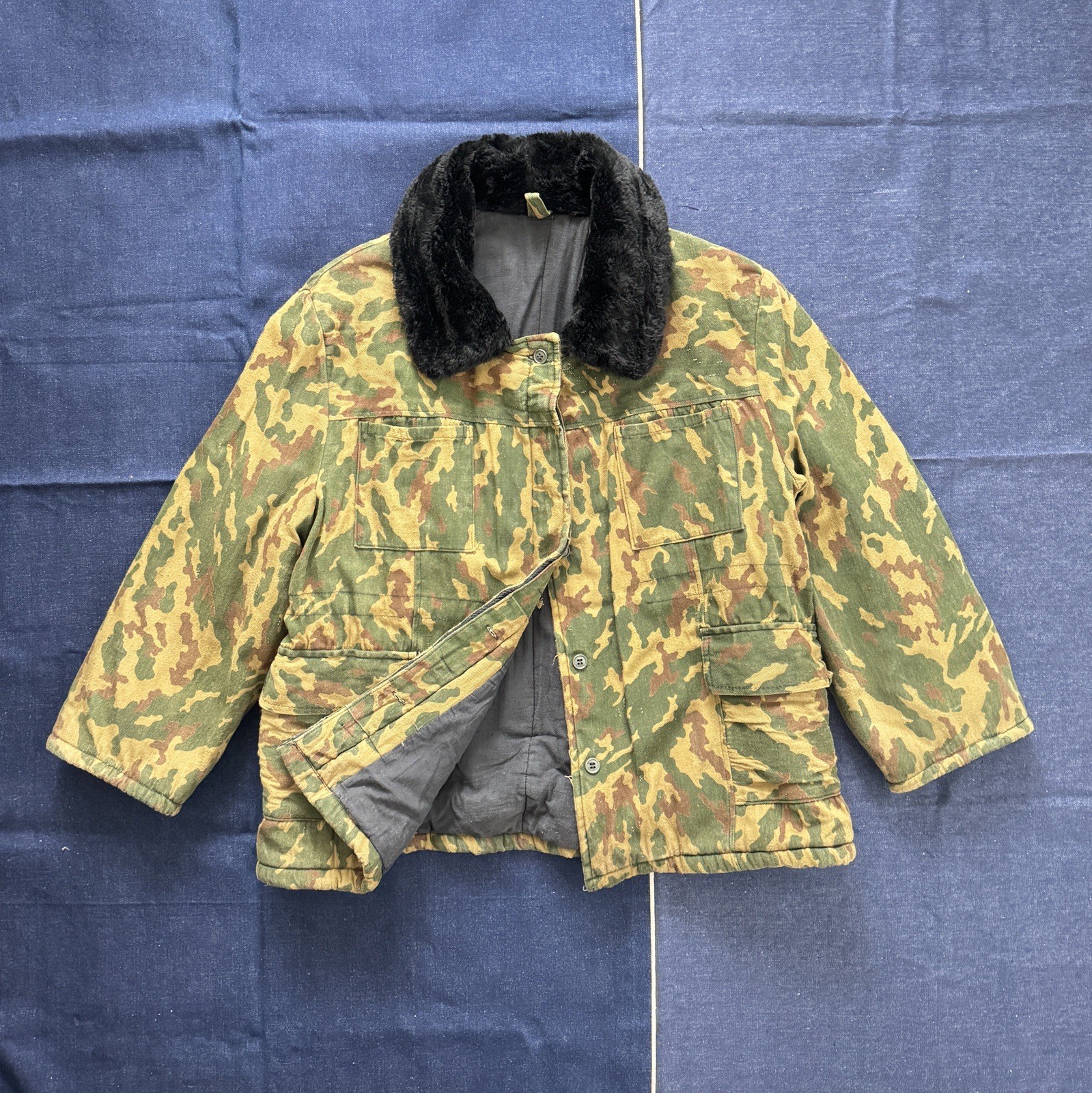 vintage post Soviet USSR padded winter vsr 93 camouflage Barvikha jacket wmns M