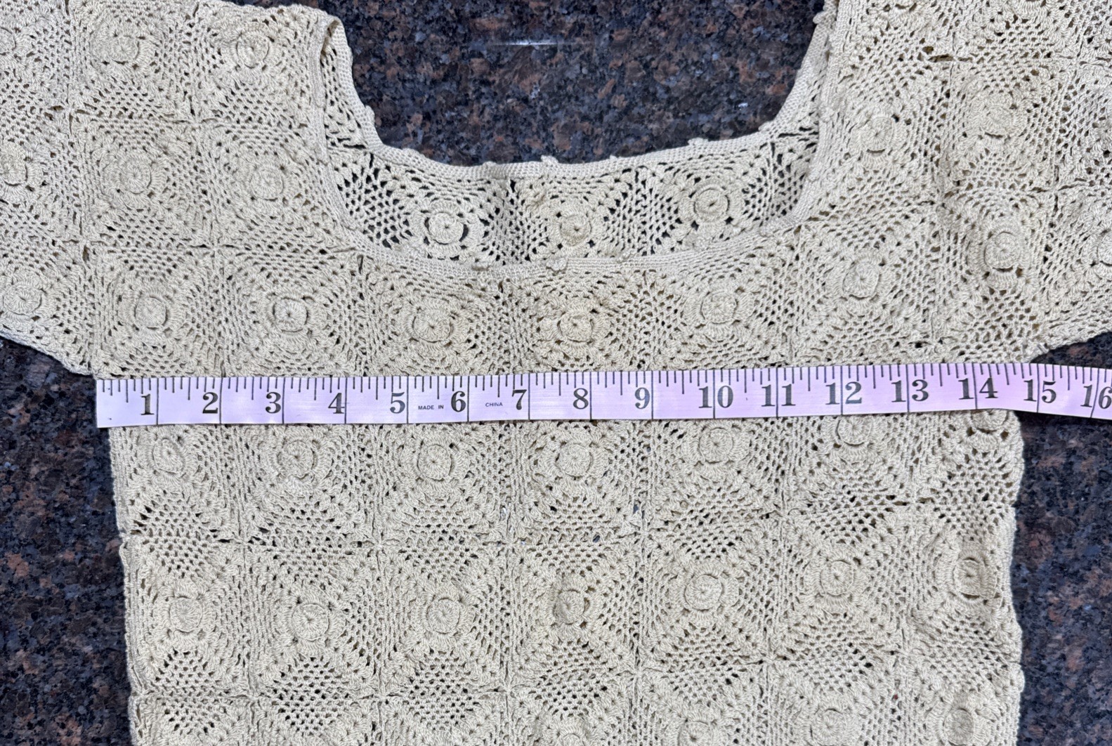 Vintage crocheted, boho, Possible 1960S shirt handmade Cream/yellow, Beach