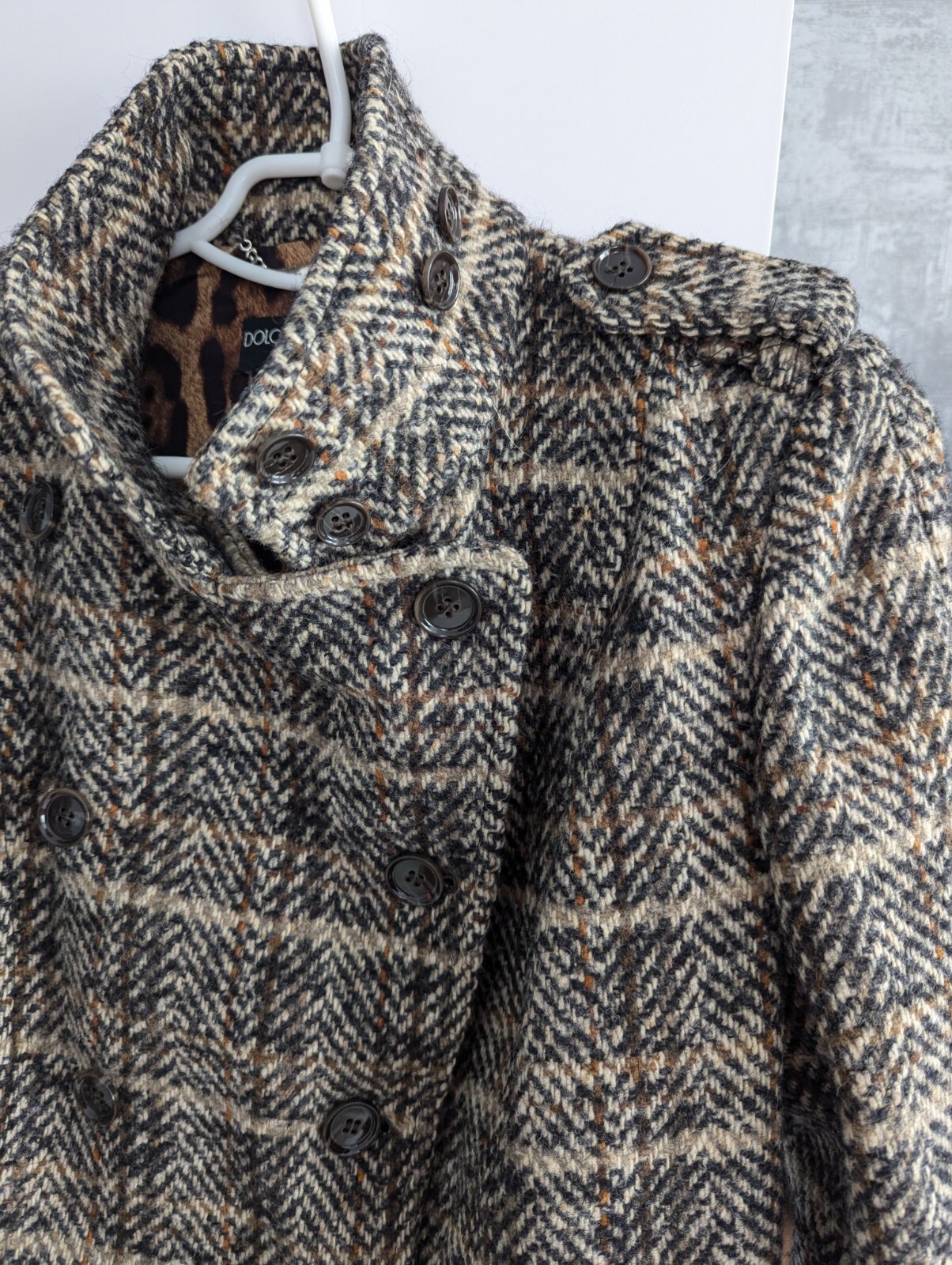 Dolce & Gabbana Wool Mohair Alpaca Short Coat Collar Double-Breasted Jacket 40 S
