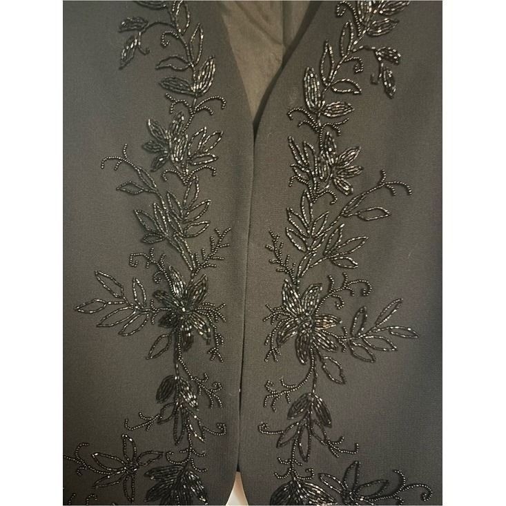 Vintage Liz Claiborne Beaded Black Crepe Vest (Tags removed) Sz Sm See pics