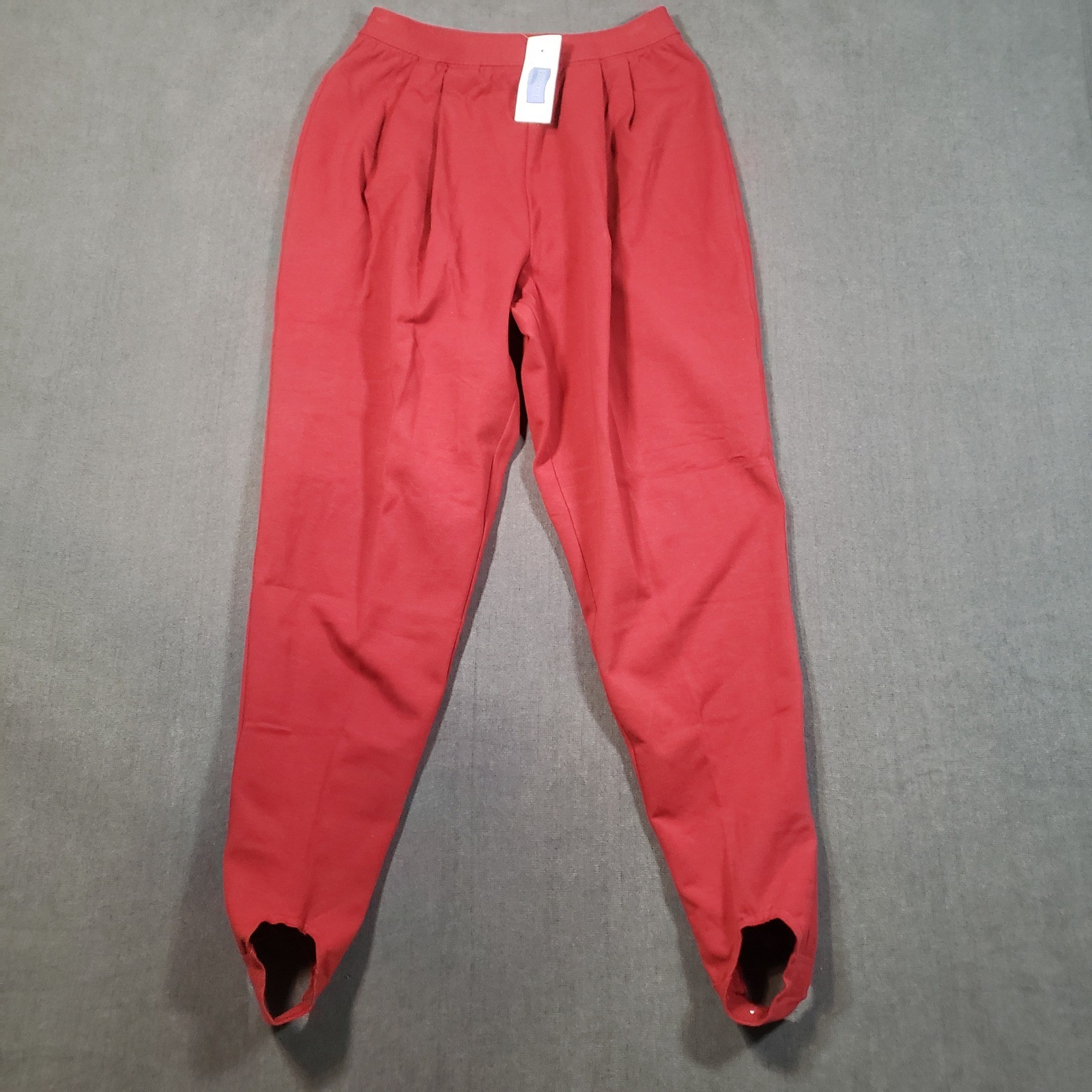 Lands’ End Stirrup Pants Womens Petite S Red Vintage 90s Pleated Cotton Stretch