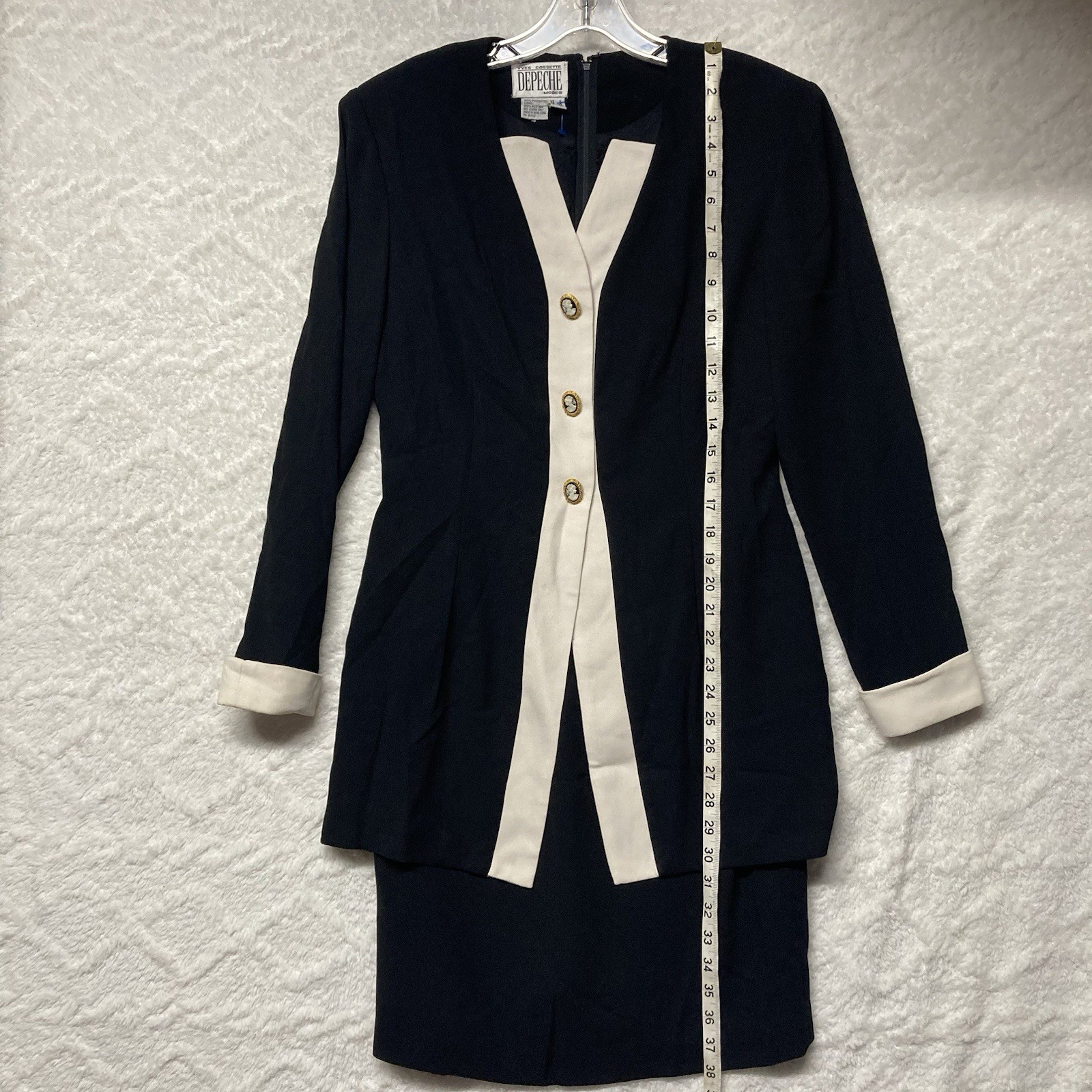 Vintage Yves Cossette Depeche Mode Dress sz4 Cameo Buttons Old Money Power Dress