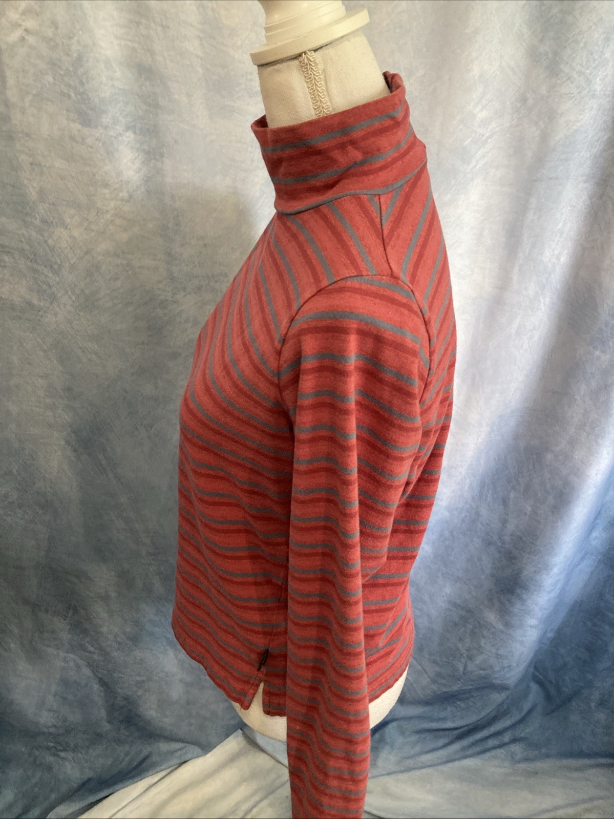 Vtg 90s Y2K Woolrich Striped Mock Neck Turtleneck Shirt Rosebud Grunge Cropped S